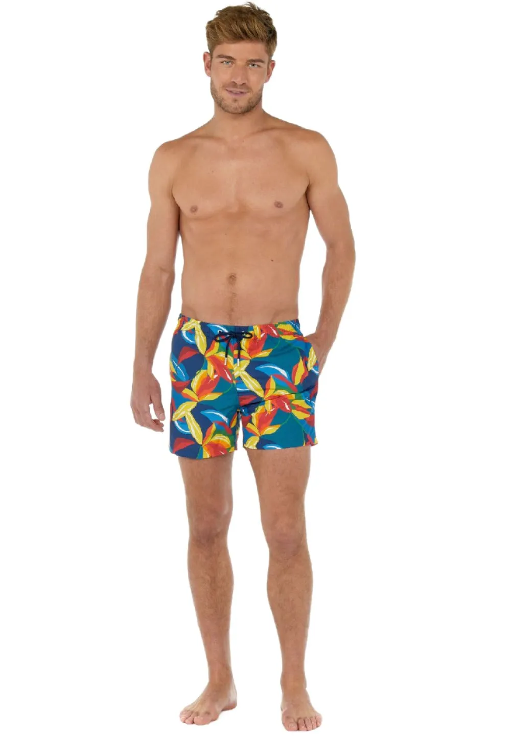 Laser Cut Perforations Chill Flex ID70553-Hom Keran Flower Beach Short