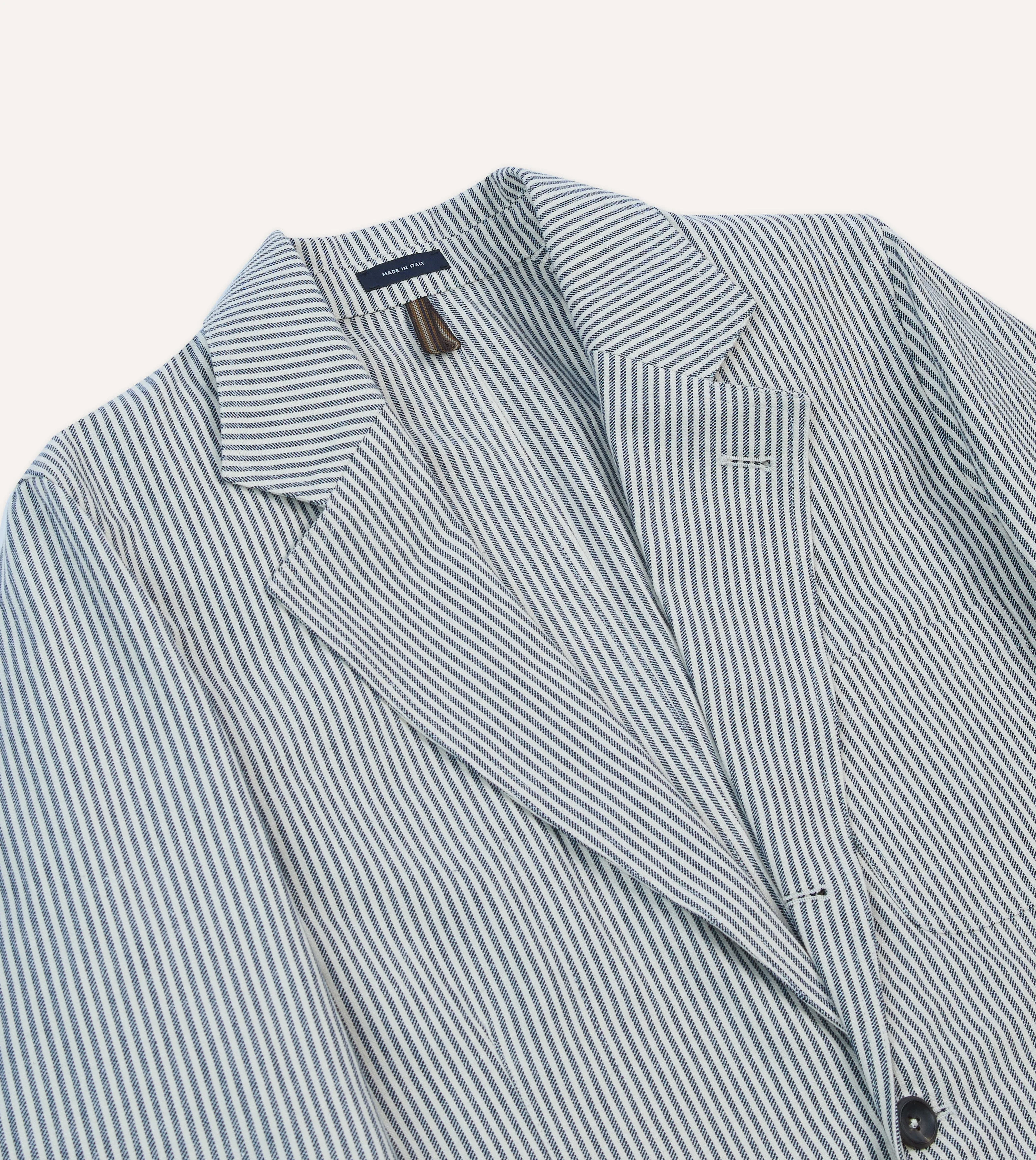 Breathable Mesh Panels Navy Ticking Stripe Cotton Linen Games Blazer Mk. I