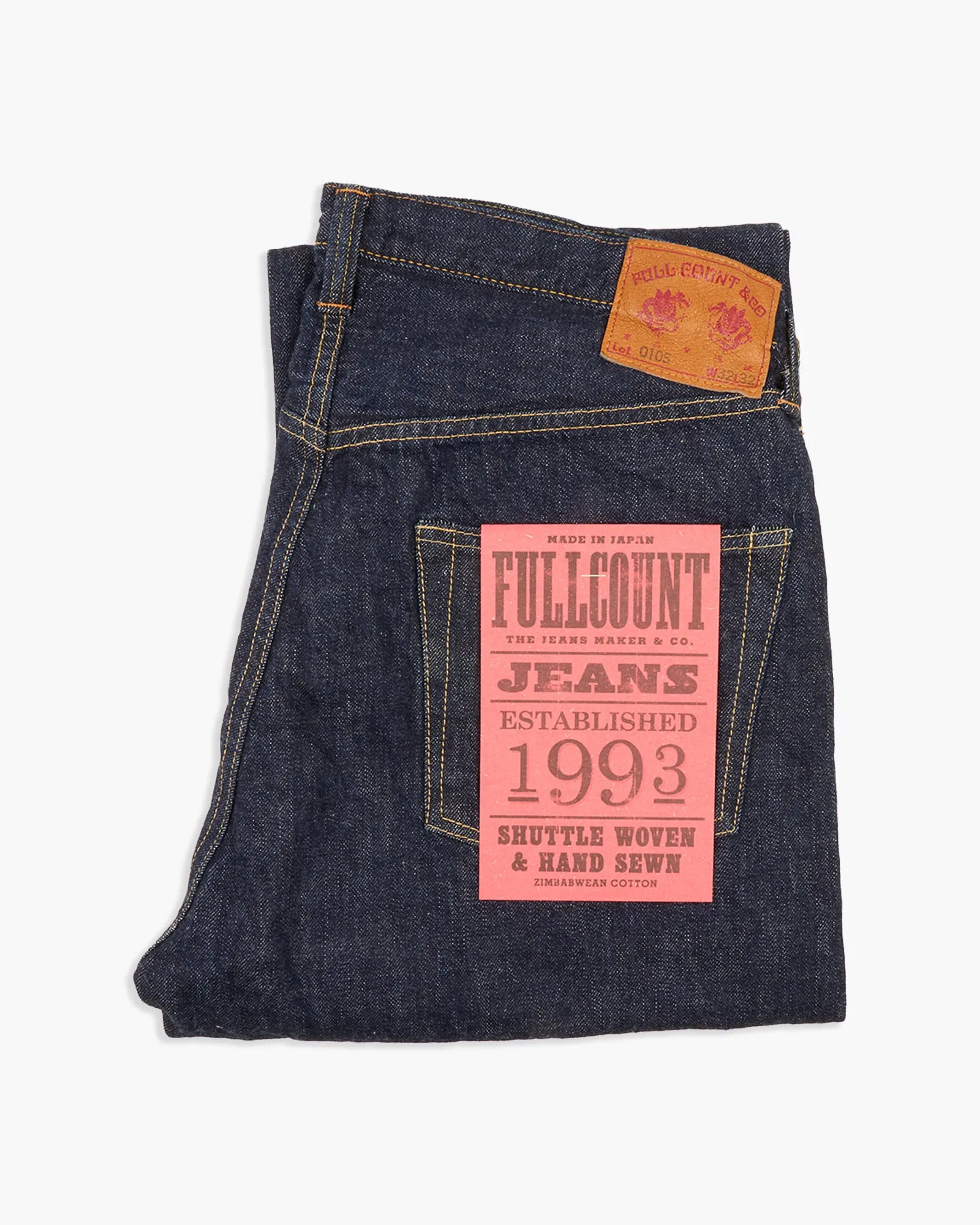 Fullcount 0105W 13.7oz Selvedge Wide Fit Mens Jeans - Indigo Onewash Neutral Style