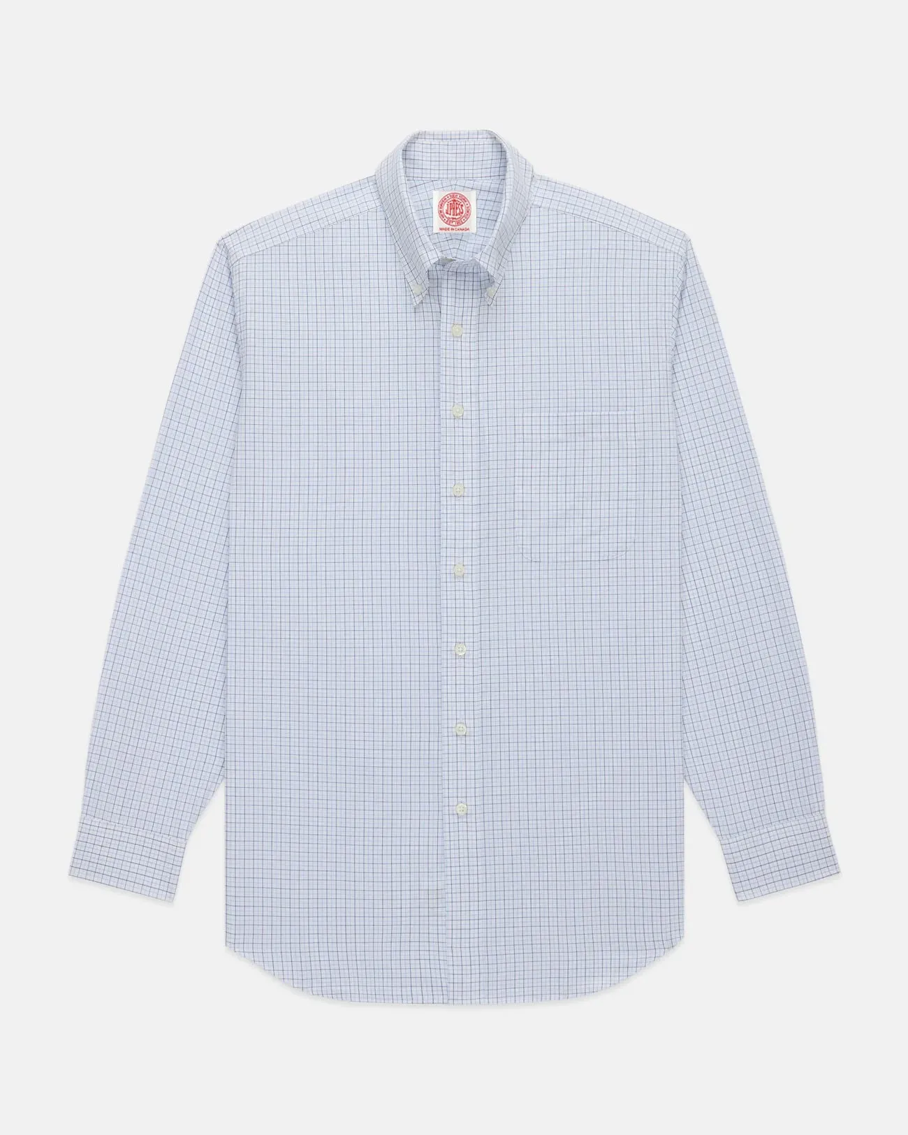 Geometric Design Made-in-Canada Navy & Light Blue Tattersall Button Down Shirt - Classic Fit