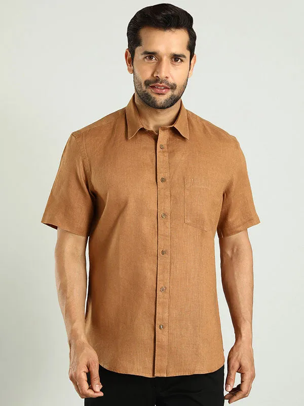 Minimalist fashion Regular Fit Men Solid Half Sleeve Linen Shirt