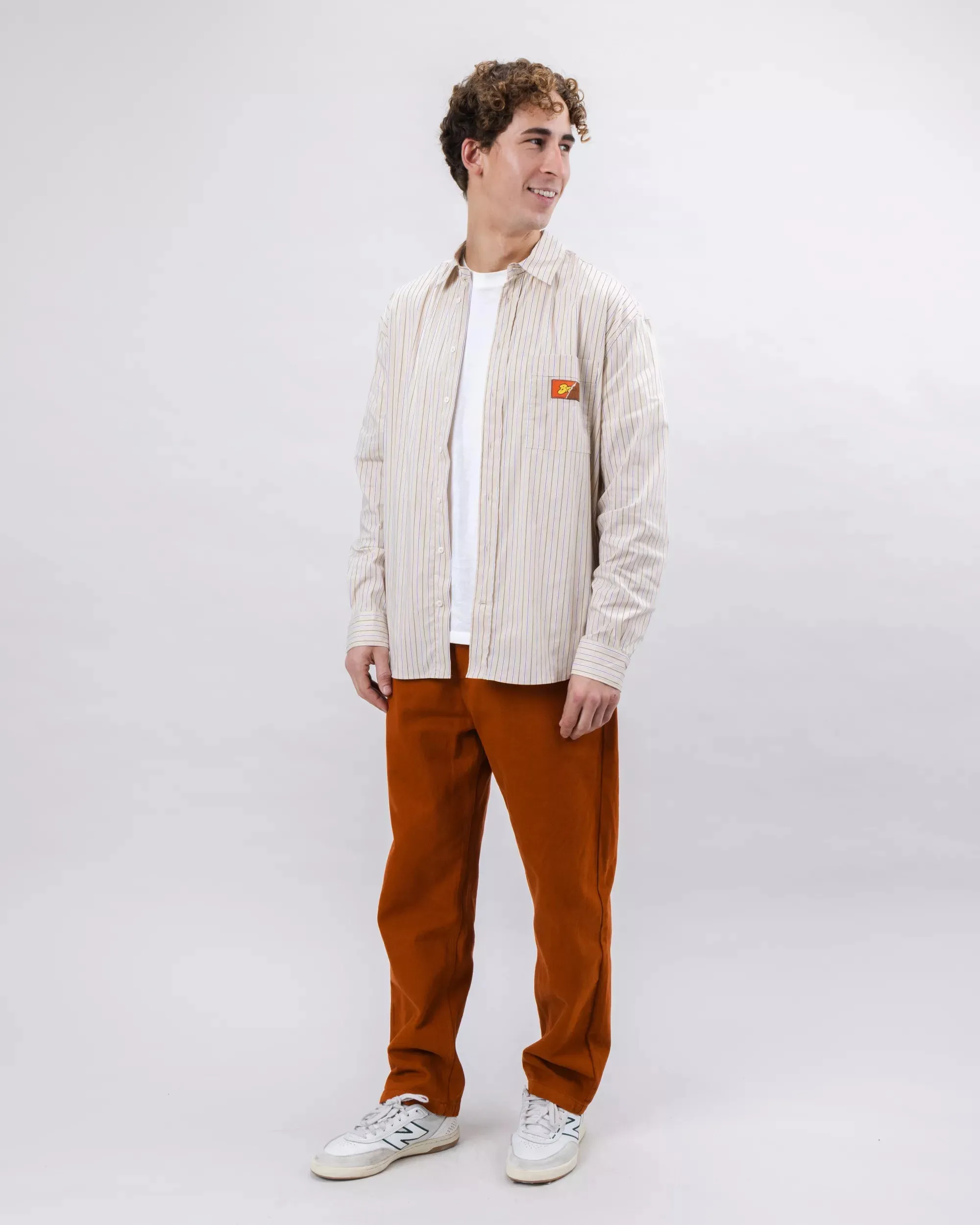 Relaxed Stripes Choco Shirt Glossy Texture