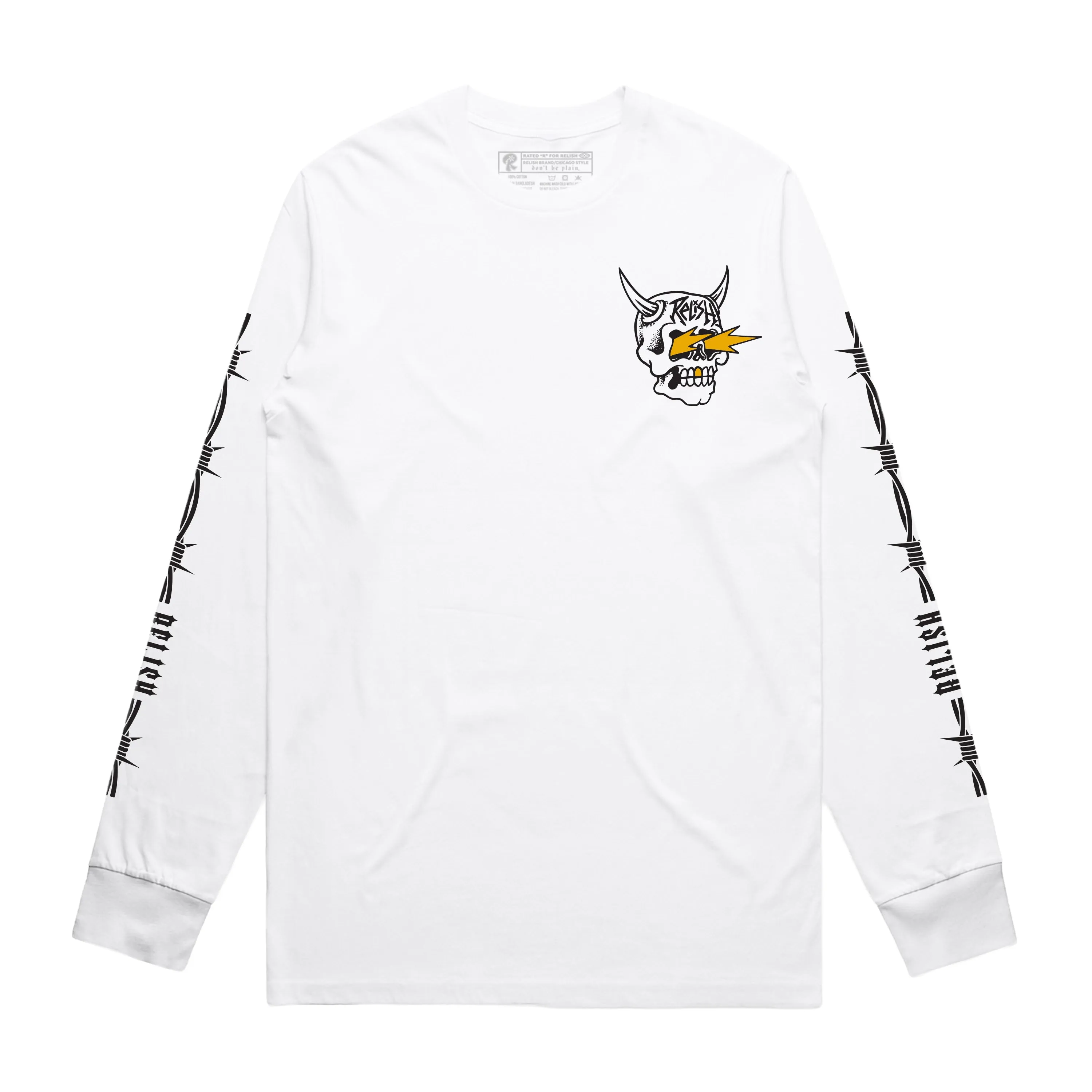 Trendy Casual Wear Barbed Wire  Long Sleeve - White