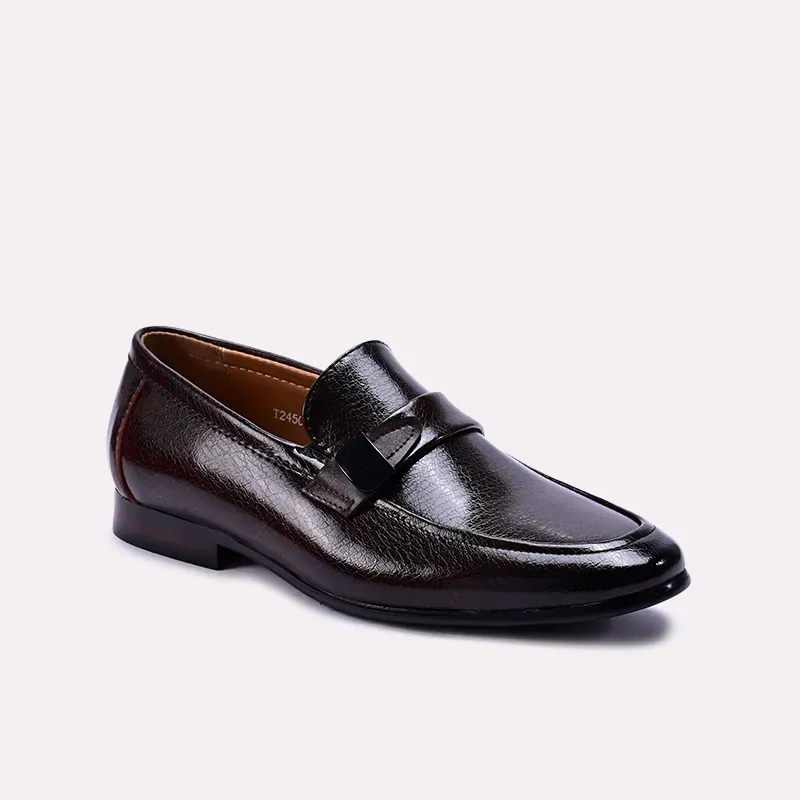 Punctual Look Forever Fit Gavin Dark Brown Formal Slip On Shoes 0111062