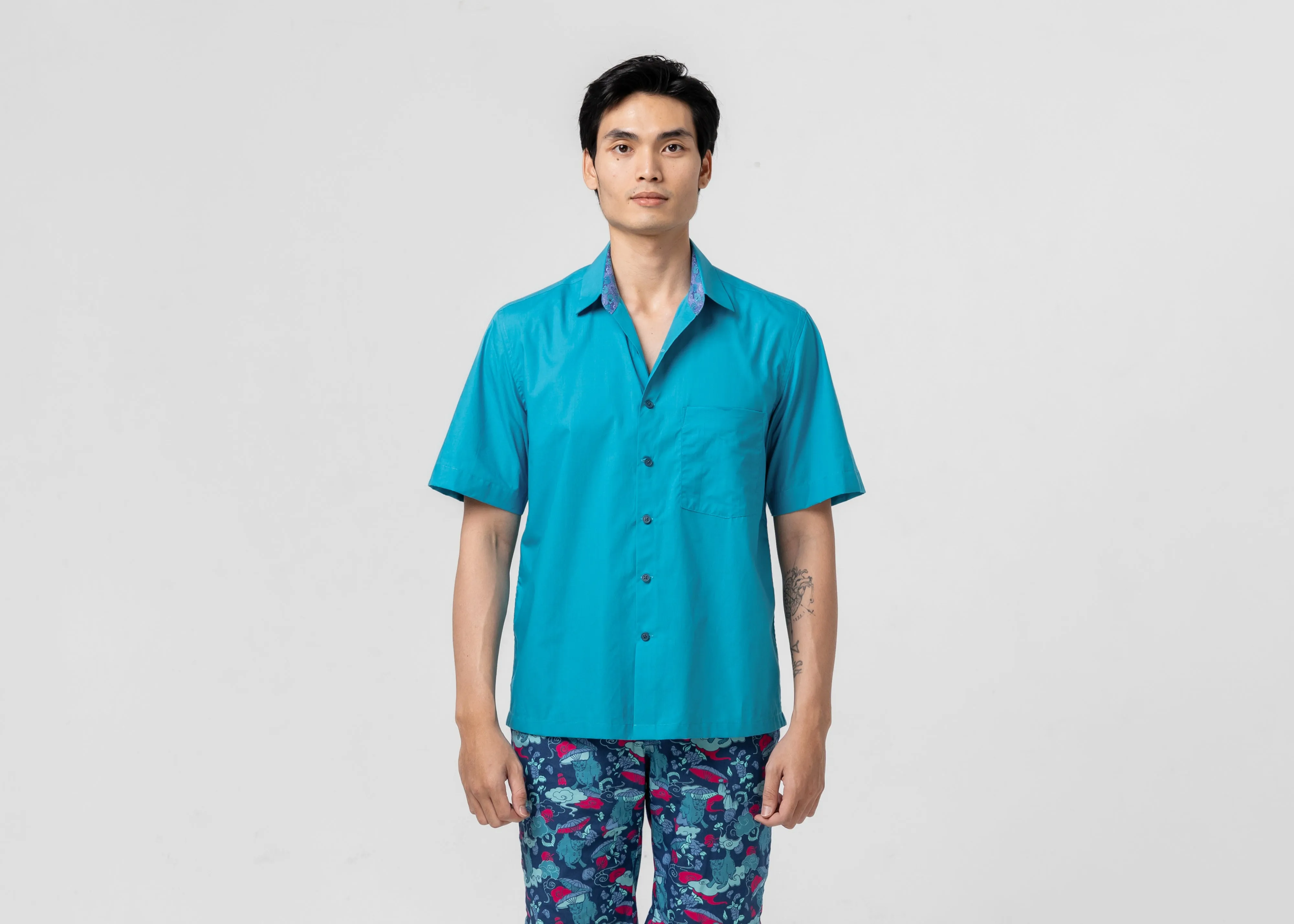 Networking Session Wrinkle Resistant Finish GEMINI - CERULEAN