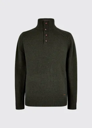 Shields Men??s button neck sweater - Olive All-Day Fit DoubleLayered