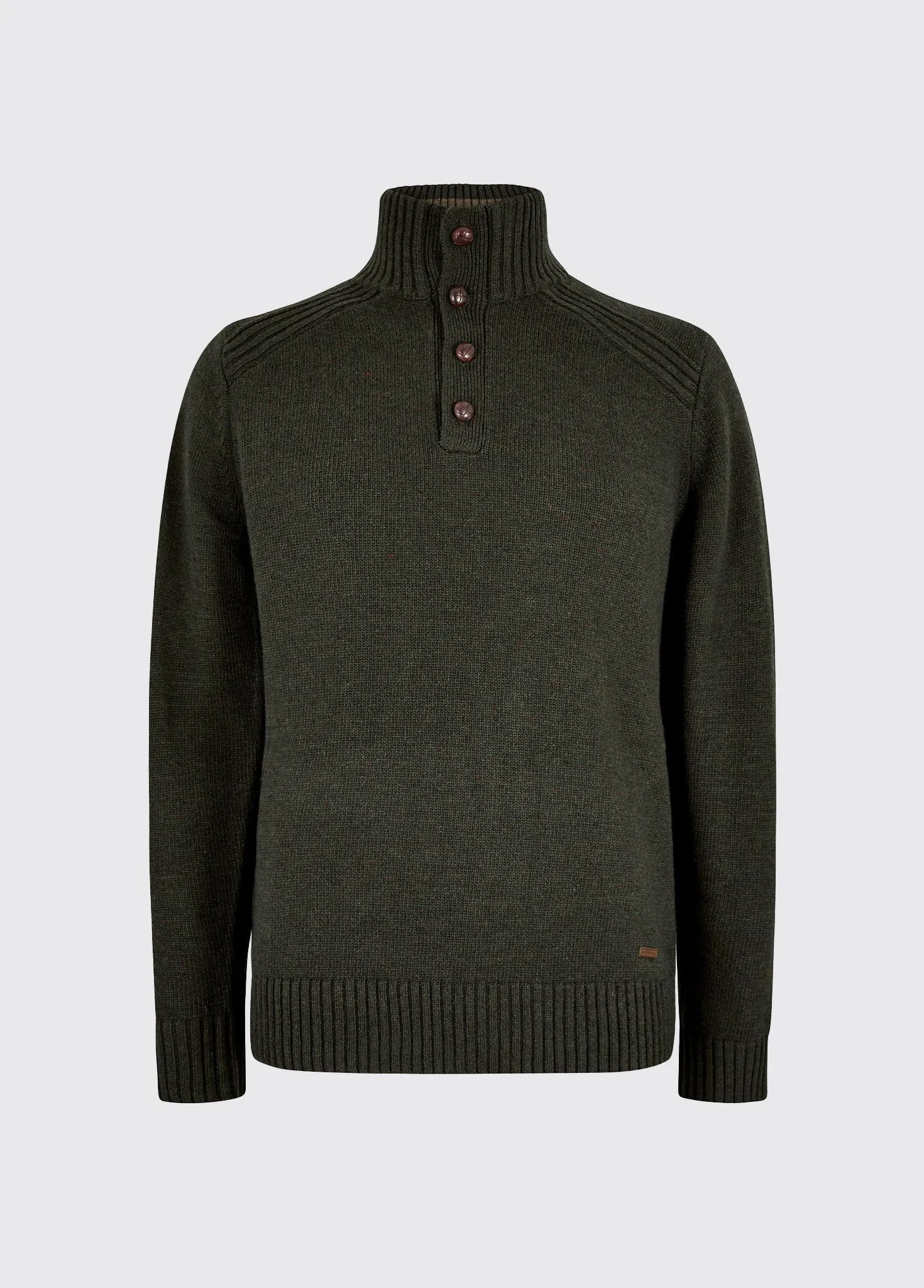 Shields Men??s button neck sweater - Olive All-Day Fit DoubleLayered