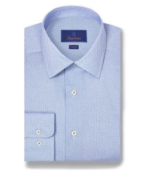 TBSP11009454 | Sky Micro Geometric Print Dress Shirt Polka Dot Trendy Daywear