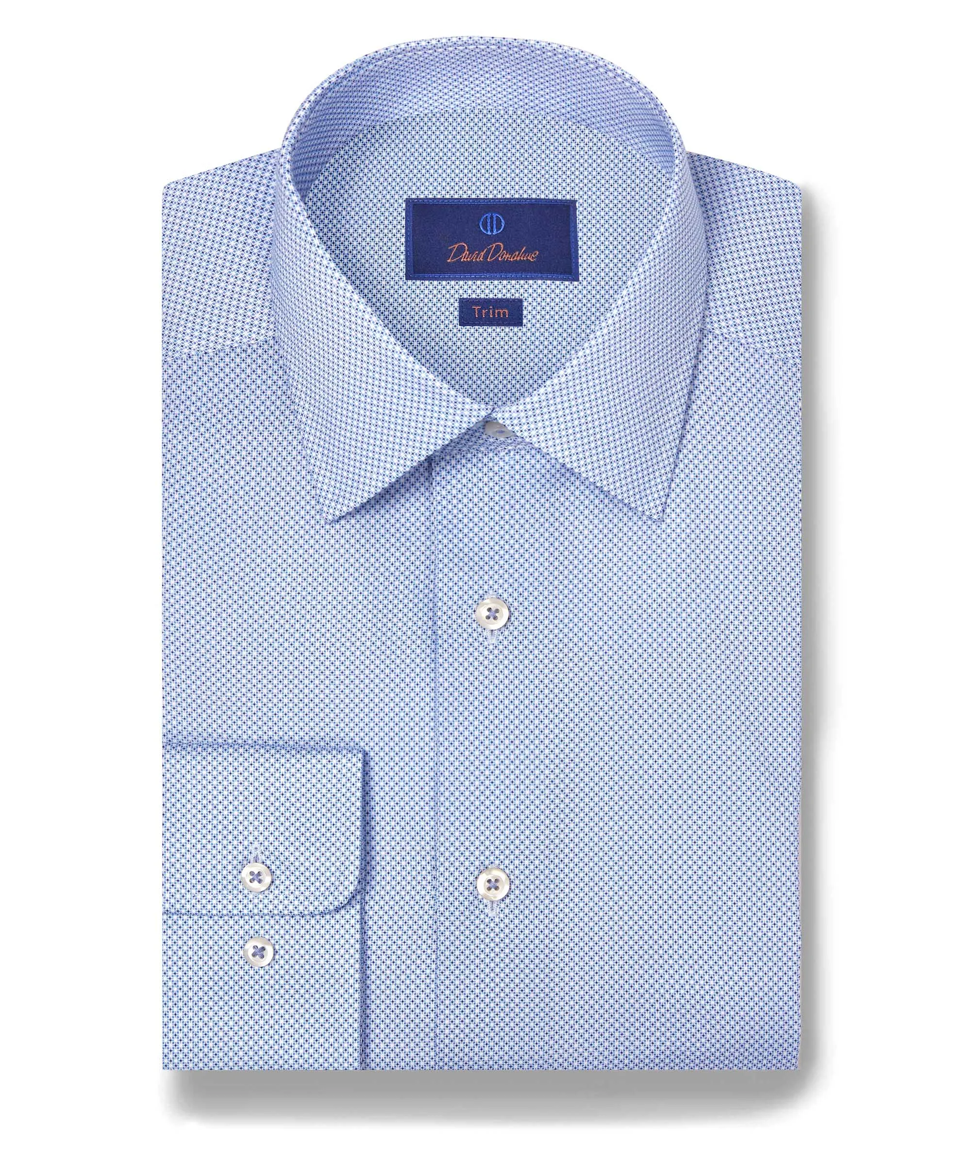 TBSP11009454 | Sky Micro Geometric Print Dress Shirt Polka Dot Trendy Daywear