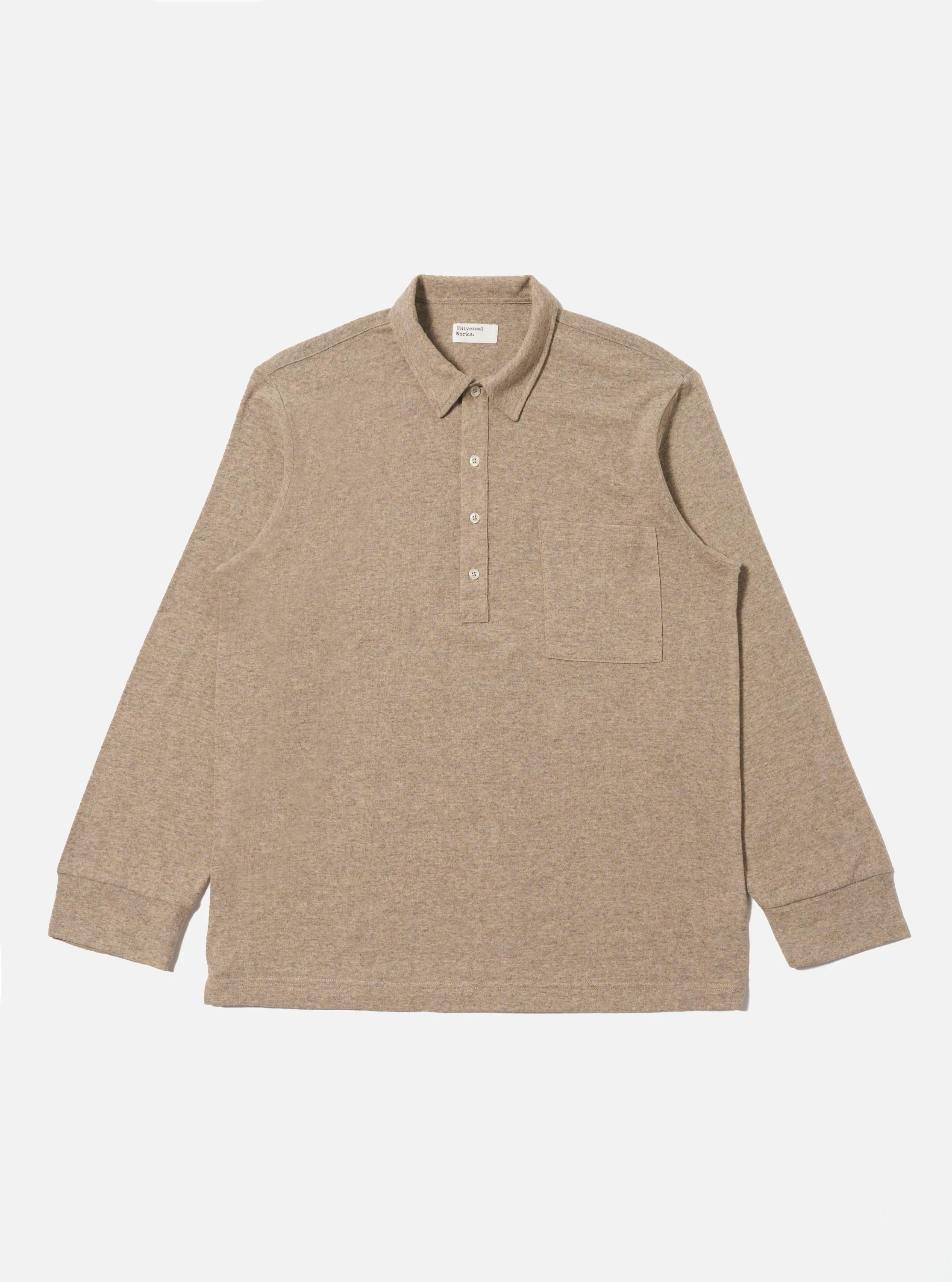 Premium Style Dark Sand Recycled Wool Mix Single Jersey Pullover L/S Shirt