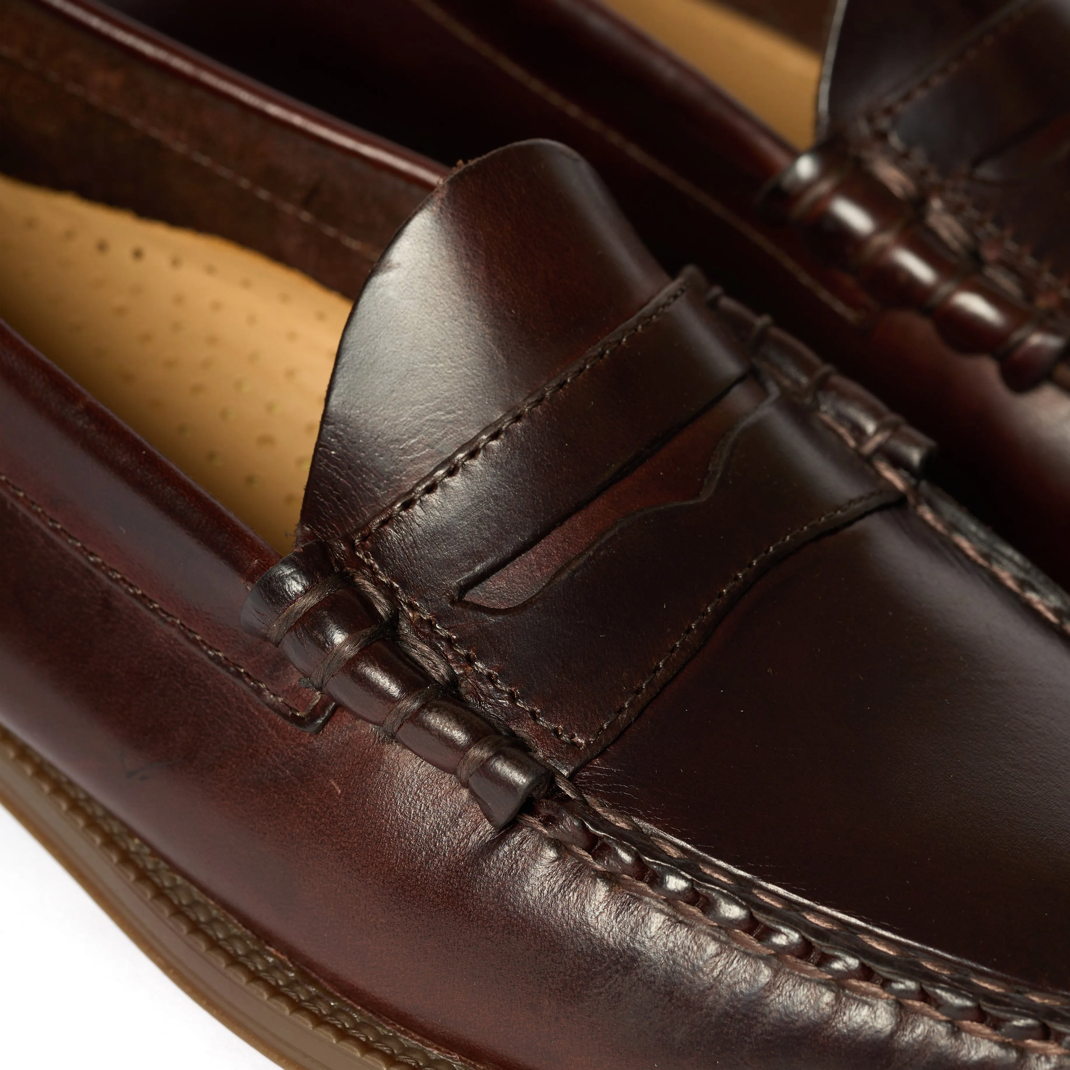 G.H Bass Easy Weejun Larson Pull Up Chocolate Leather Stone Glam Smooth Soles