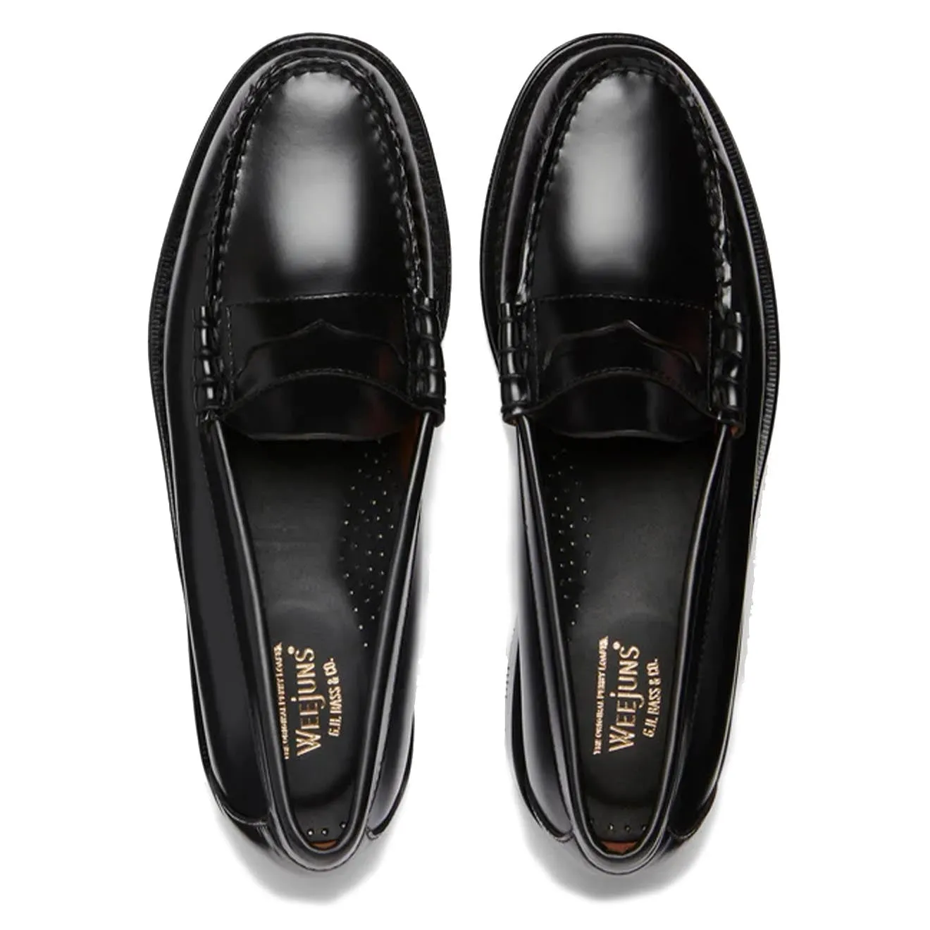 G.H.Bass Weejuns Larson Penny Loafers Black Leather High Arch