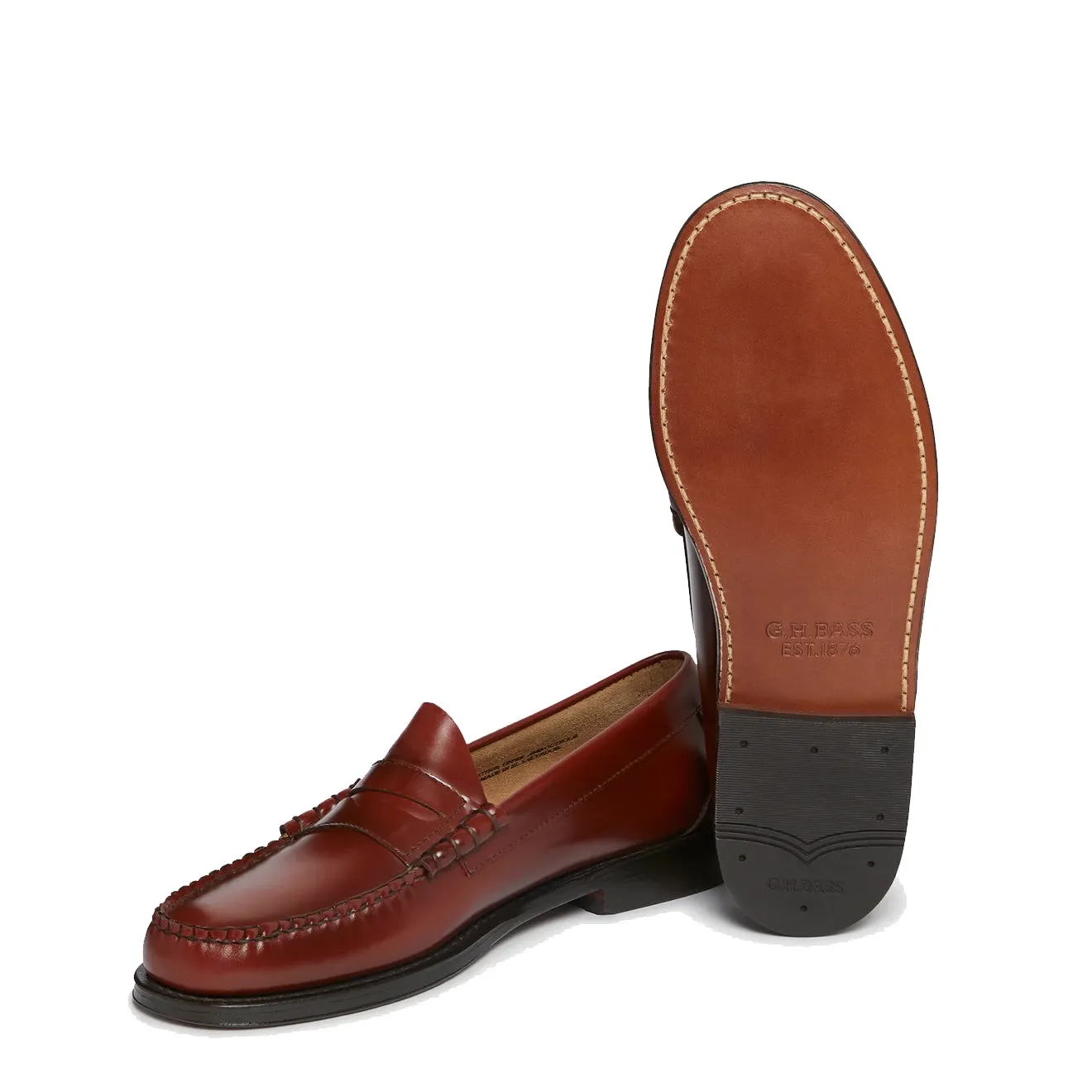 Flexible Arch Support G.H.Bass Weejuns Larson Penny Loafers Smoke Paprika Leather