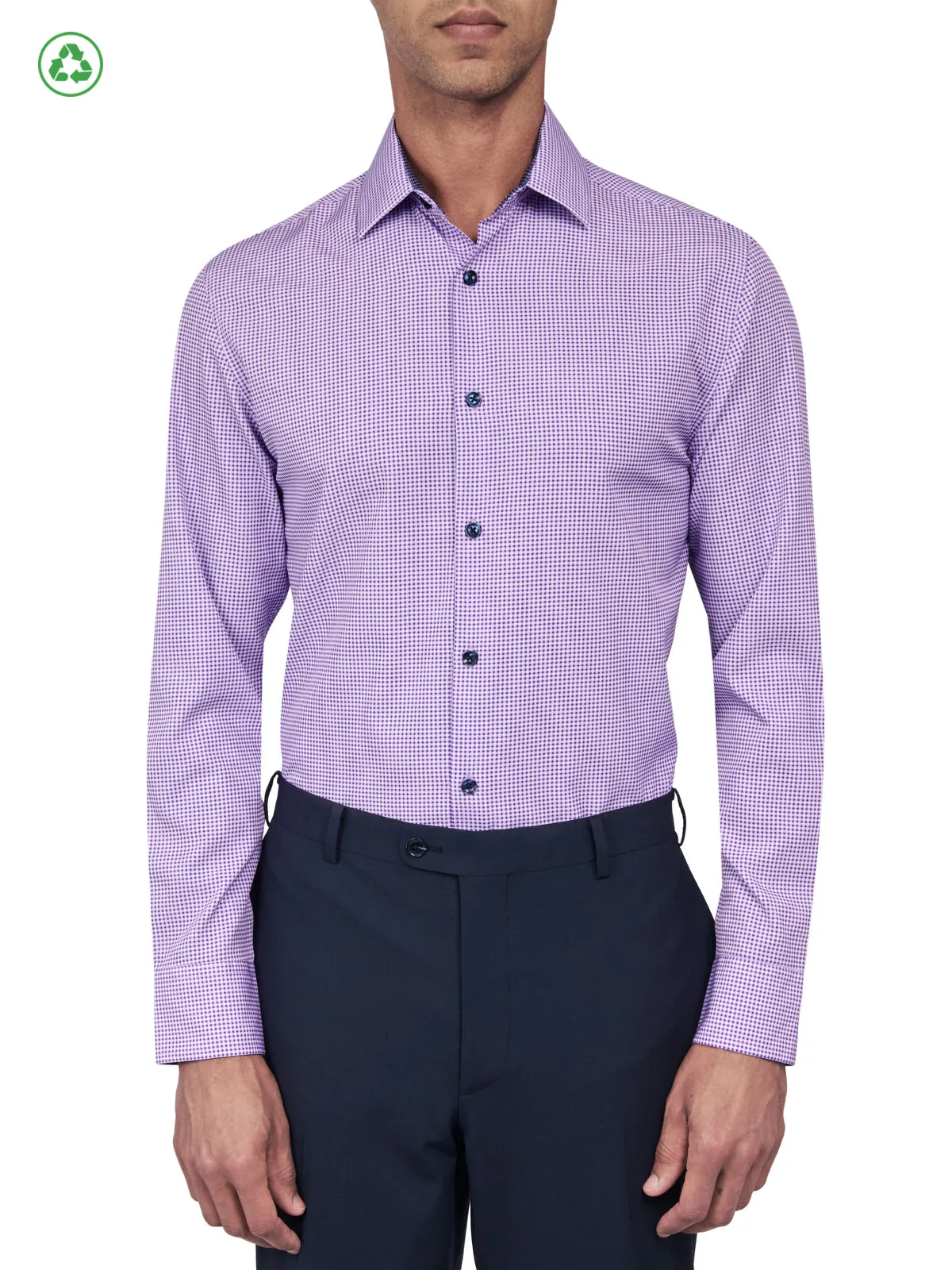 Tear Resistant Reinforcement Soft Wear GINGHAM PERFORMANCE DRESS SHIRT