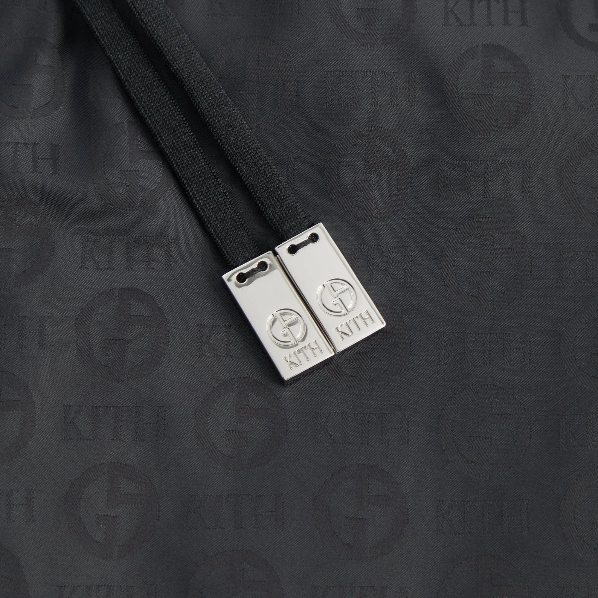 Giorgio Armani & Kith Jacquard Collins Swim Short - Black Festival wear Layered Hem Detail