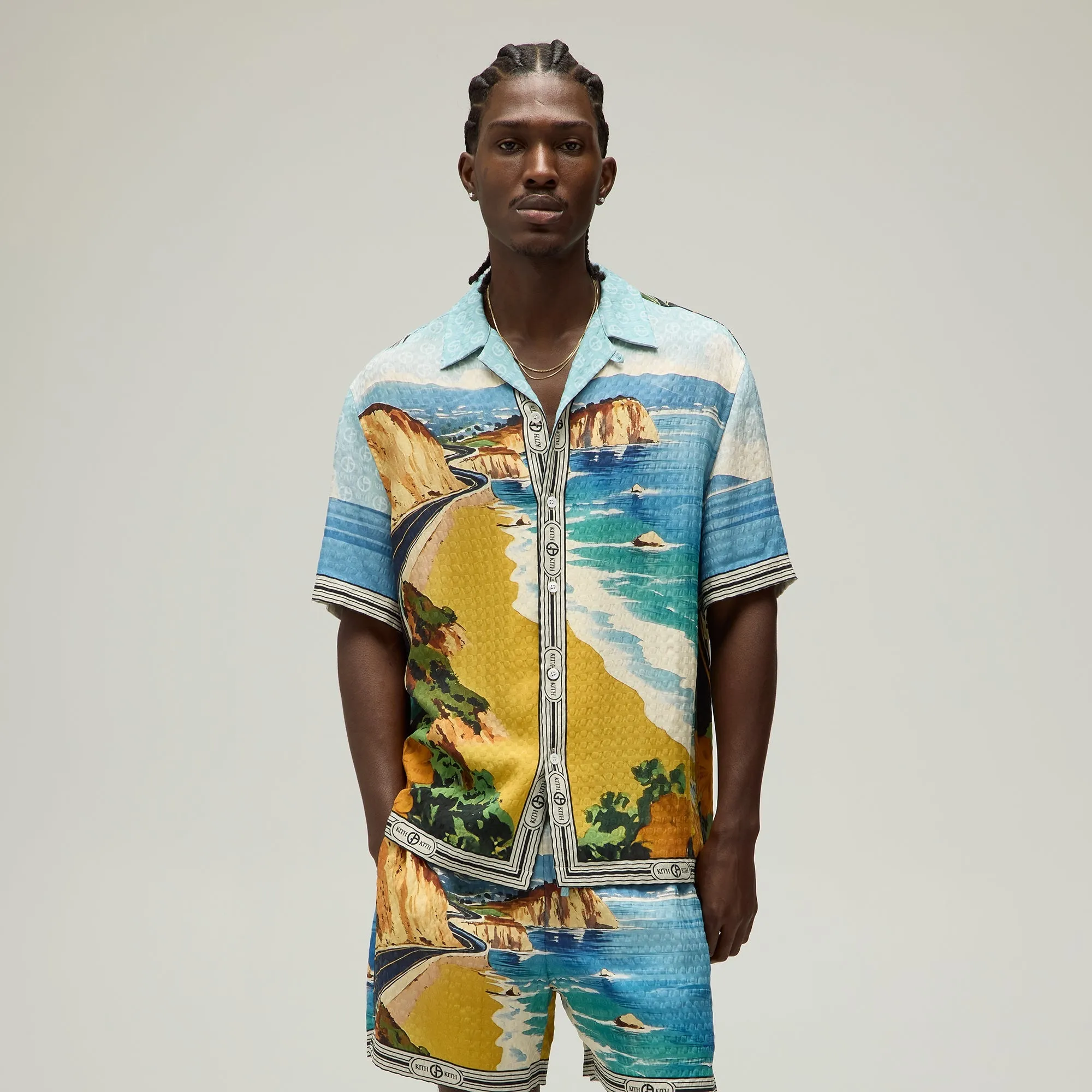 Giorgio Armani & Kith Malibu Short Sleeve Thompson Camp Collar Shirt - Multi ModularLayering