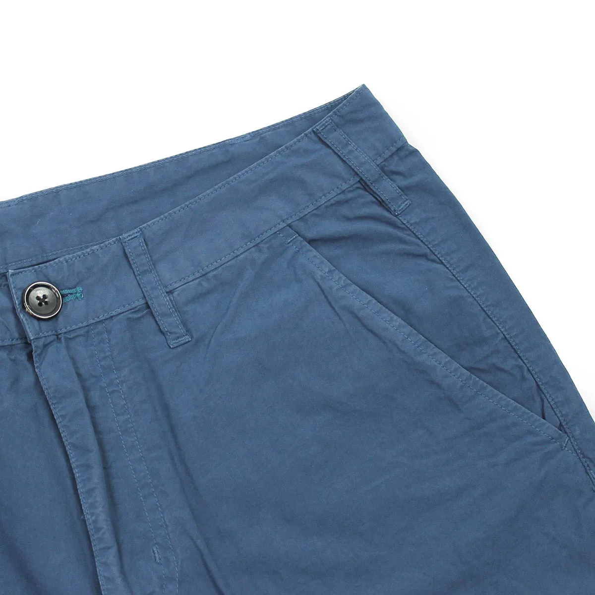 PS Paul Smith - Garment Dyed Chino Shorts in Washed Navy Rubberized Grip Waistband Multi Pocket Functionality