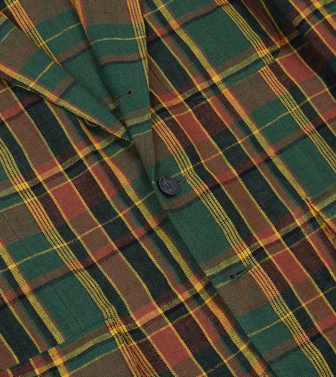 Green Linen Madras Check Games Blazer Mk. I Lightweight Layer Fringe Detail