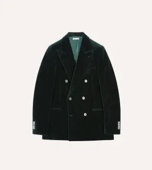 Microfiber Shell Canvas Make Green Velvet Double-Breasted Blazer
