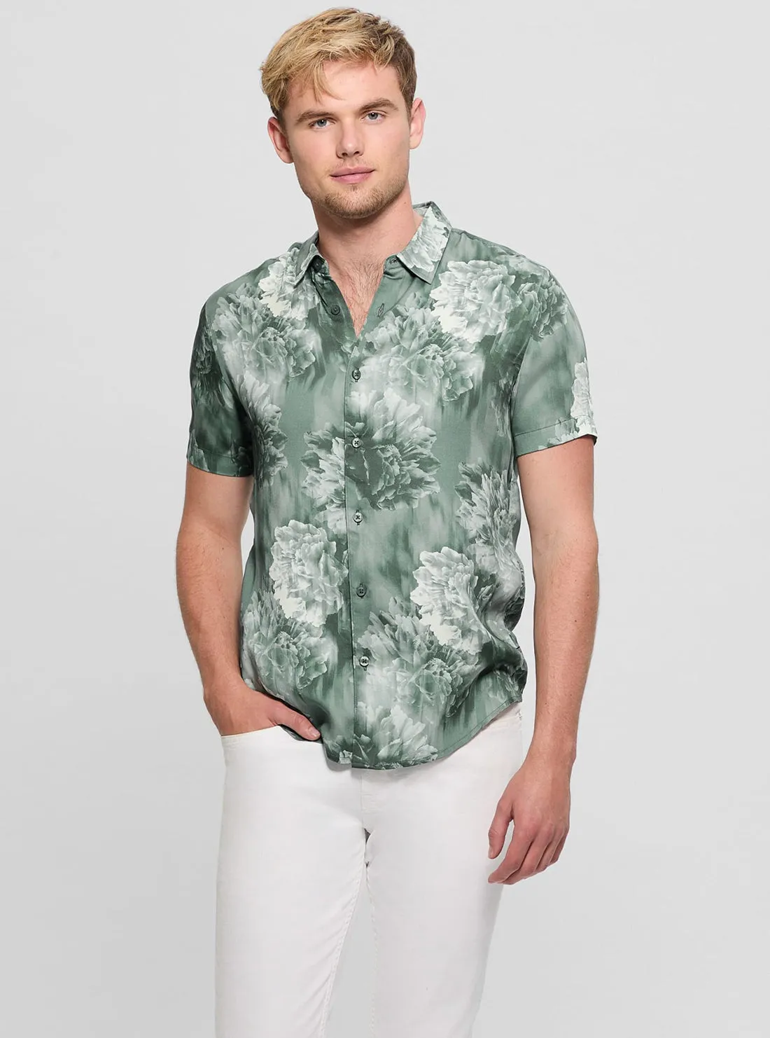 Anti-static Comfy Fit Green Wayco Floral Shirt