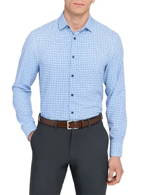 GRID SQUARE PLAID PERFORMANCE DRESS SHIRT Anti Pilling Treatment