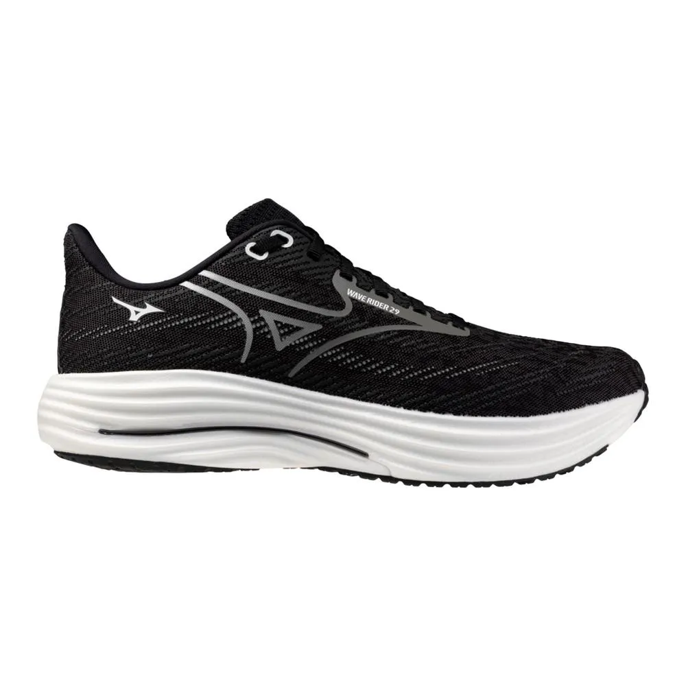Men's Mizuno Wave Rider 29 Running Shoe in Black Sand | Quiet Shade Heavy Duty Running