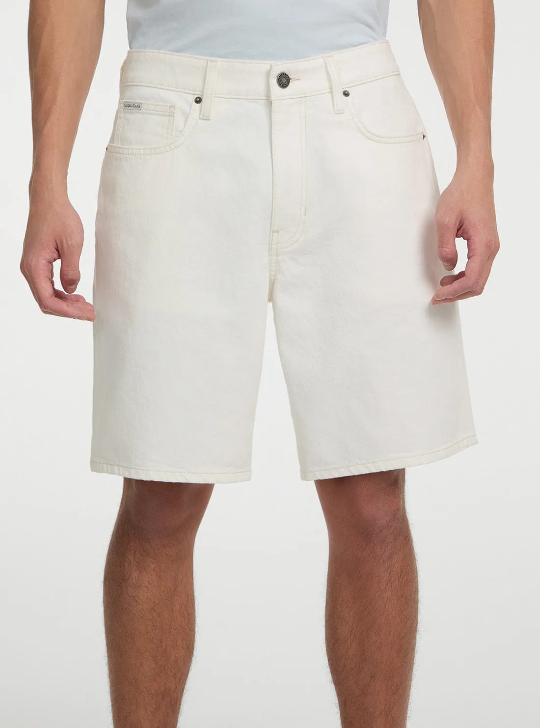 Running Shorts tropical style Guess Jeans Eco White Regular Denim Shorts