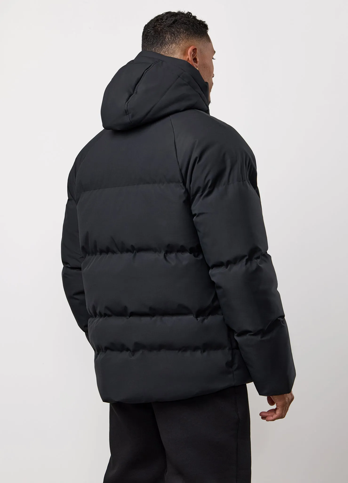 Gym King Discipline Puffer Jacket - Black RecycledPolyester Kangaroo Pocket