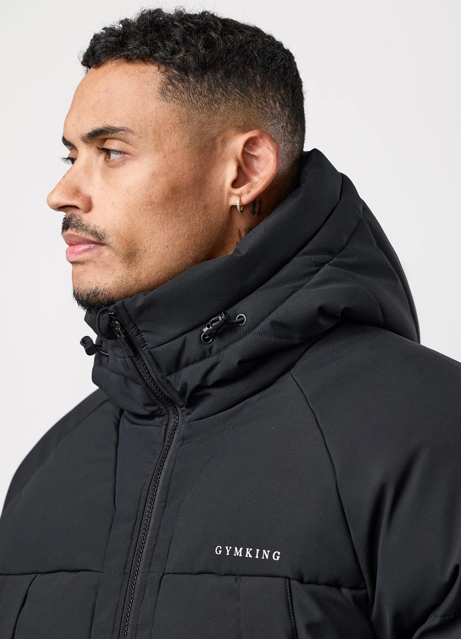Modern Utility Gym King Discipline Puffer Jacket - Black
