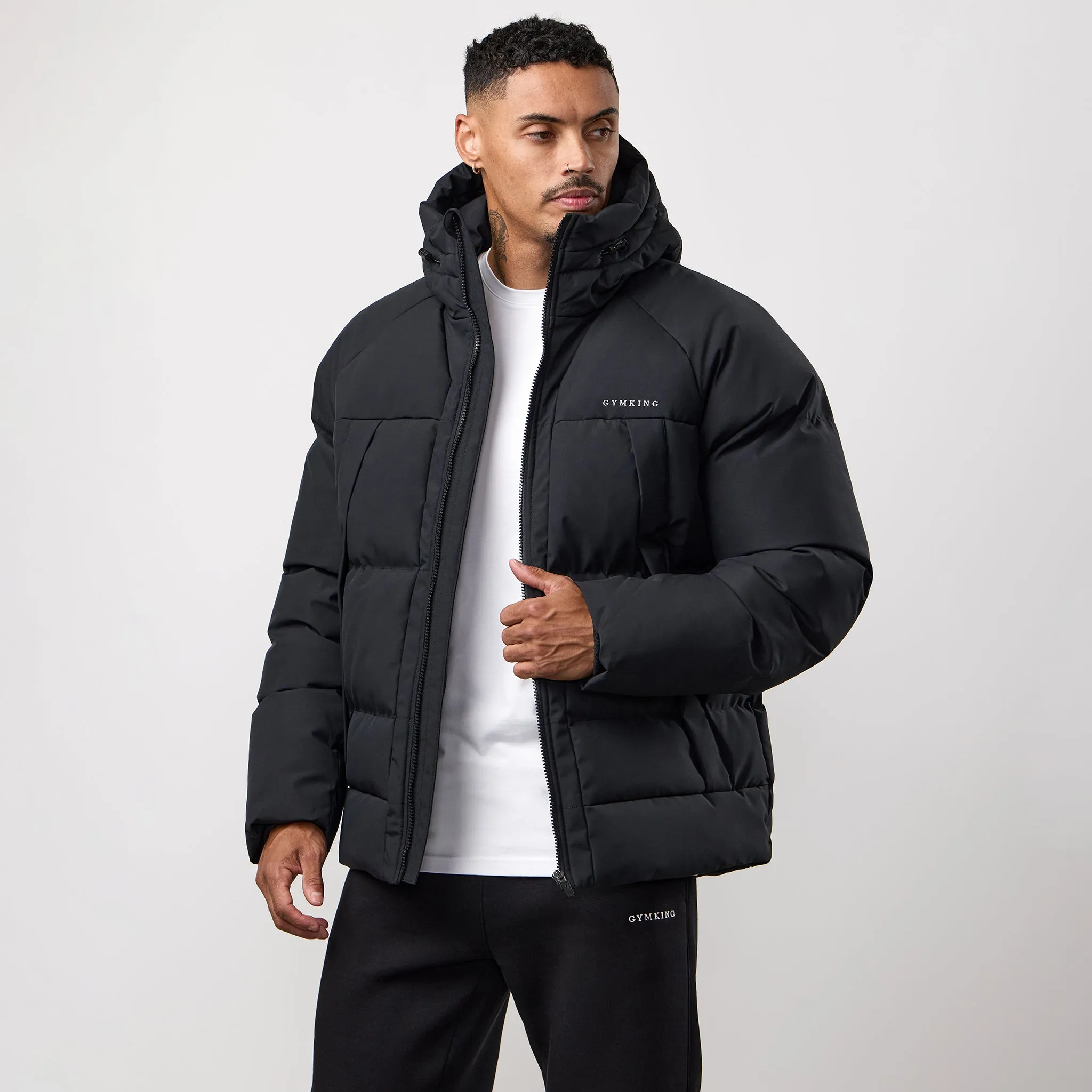 Gym King Discipline Puffer Jacket - Black Reflective Safety Trim
