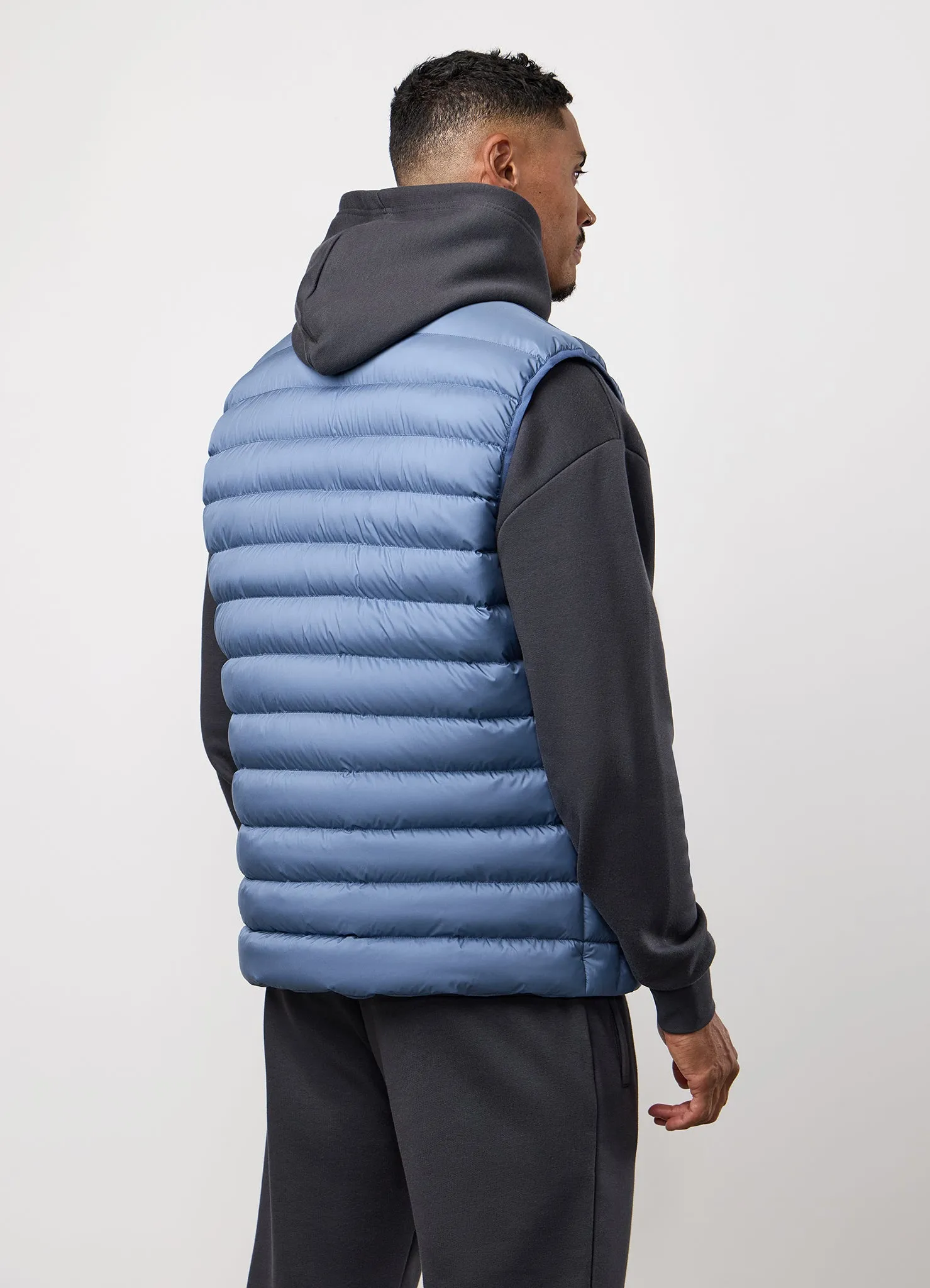 Stretch Comfort Design Modular Attachments Gym King Endurance Puffer Gilet - Slate Blue