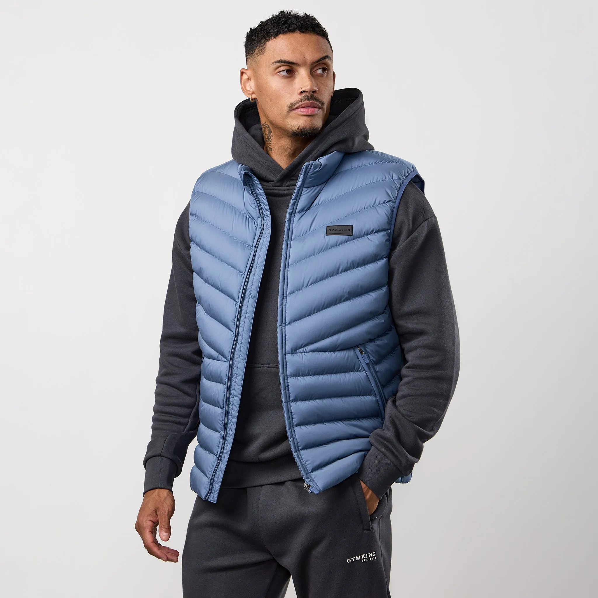 mesh ventilation Soft Comfort Design Gym King Endurance Puffer Gilet - Slate Blue