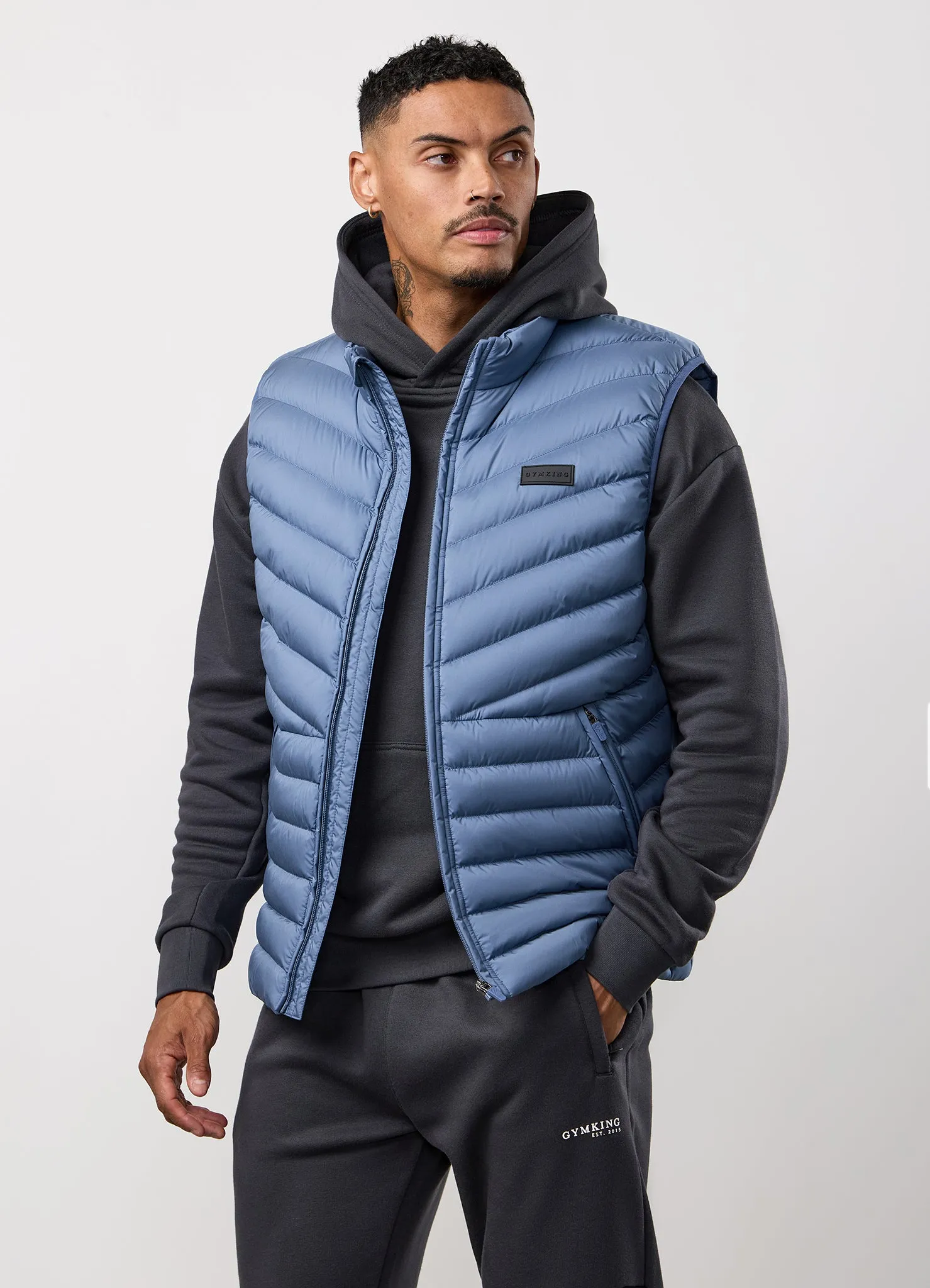 Wind Resistant Coating Gym King Endurance Puffer Gilet - Slate Blue