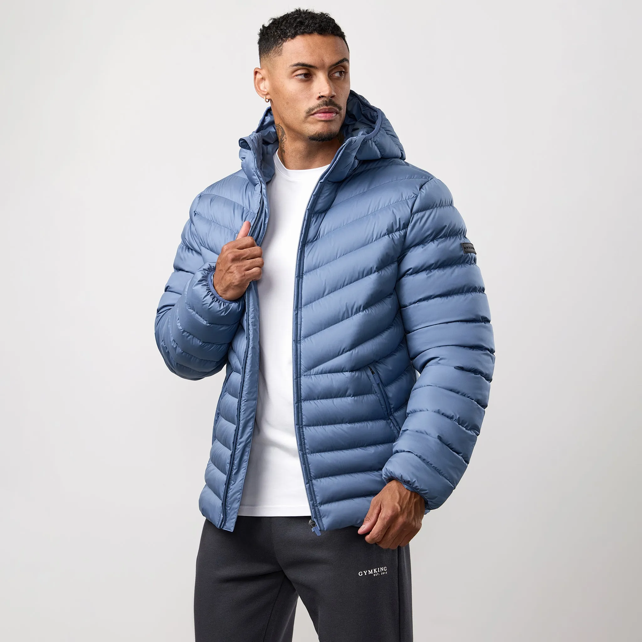 Stylish Layer Gym King Endurance Puffer Jacket - Slate Blue