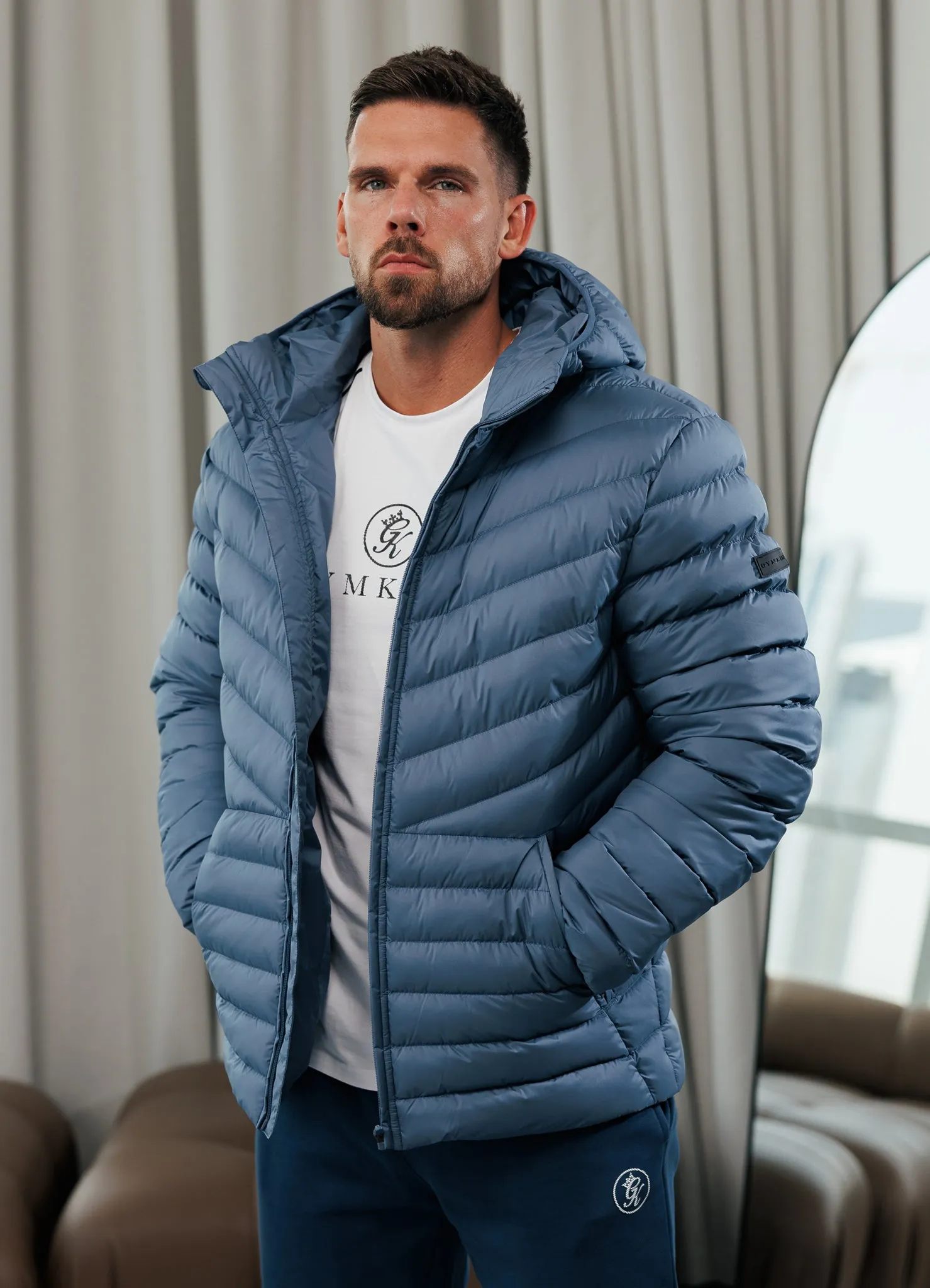 DurableStitching Minimalist Style Gym King Endurance Puffer Jacket - Slate Blue
