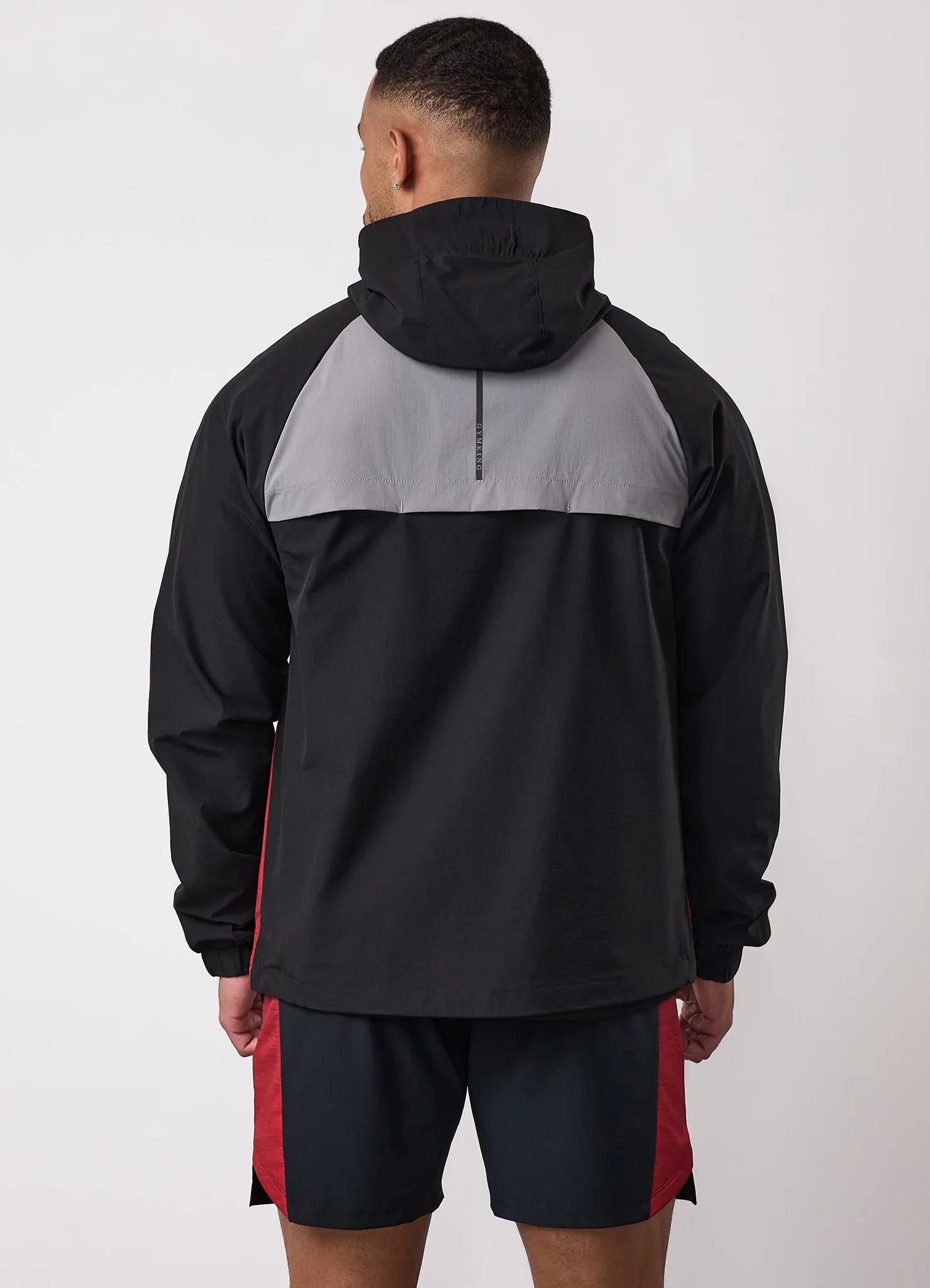 simple design WaterRepellentFabric Gym King Ombre Windbreaker - Salsa/Black/Light Grey