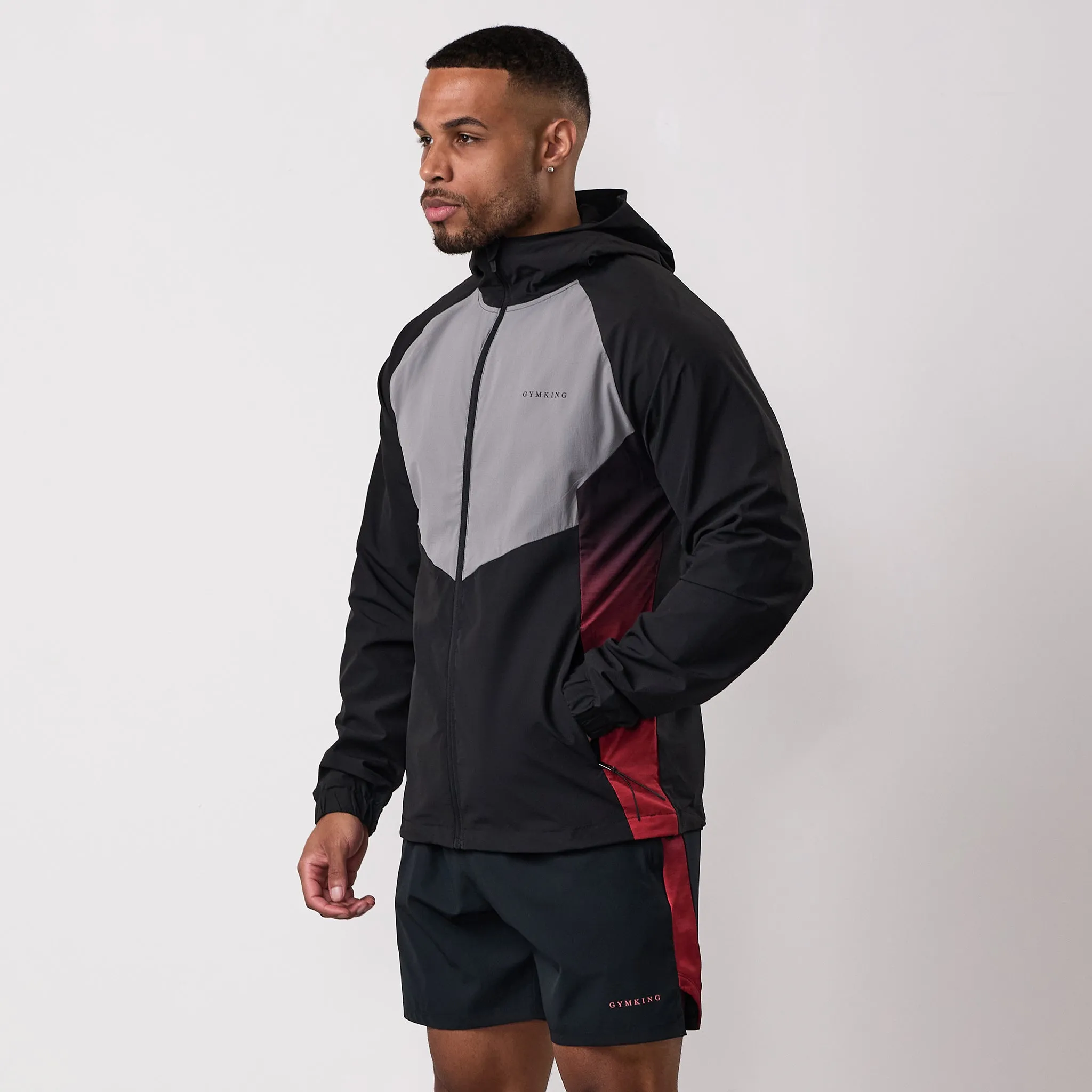 Hypoallergenic Fibers Gym King Ombre Windbreaker - Salsa/Black/Light Grey