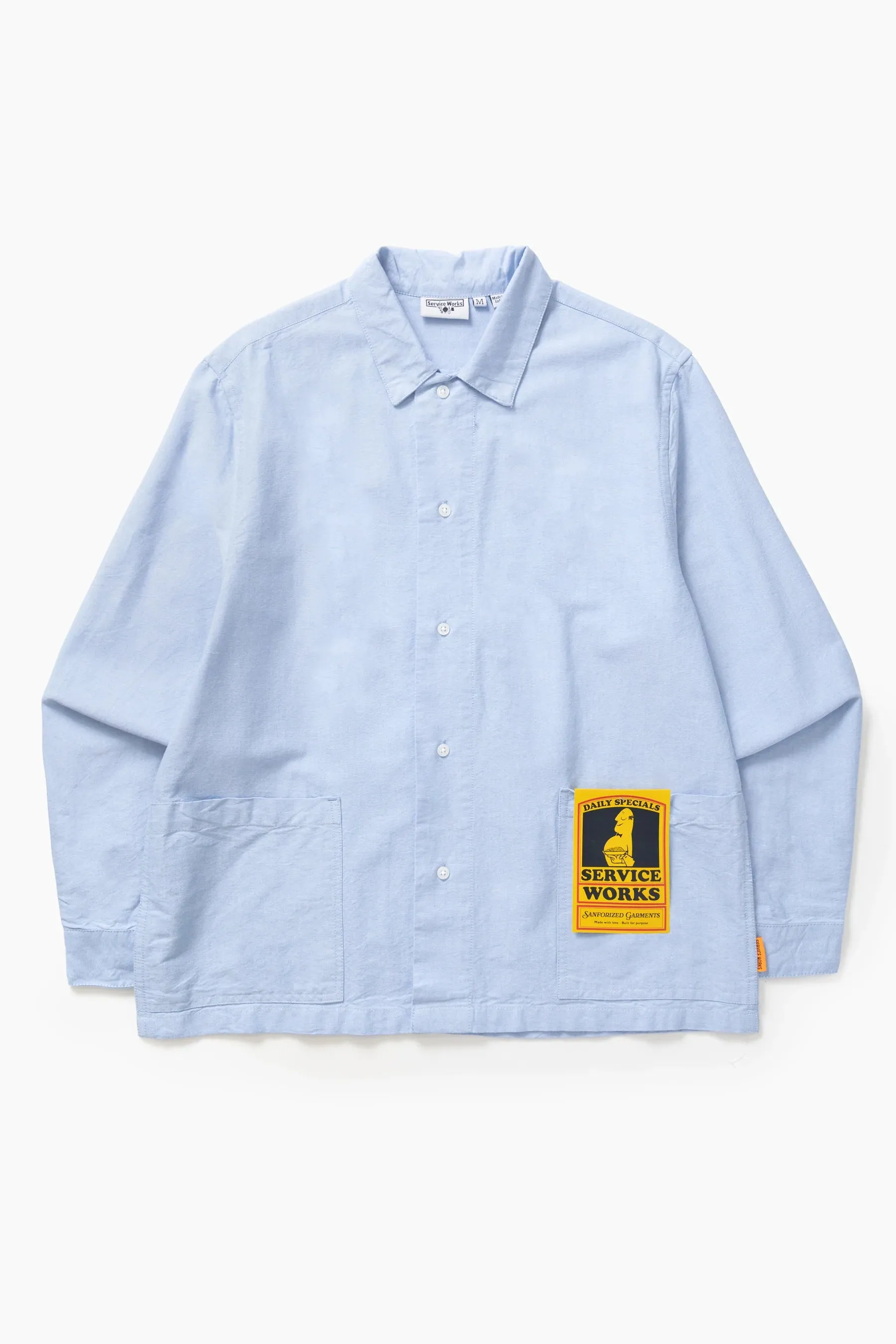 Service Works Waiter Shirt Oxford Blue Ruffle Edge