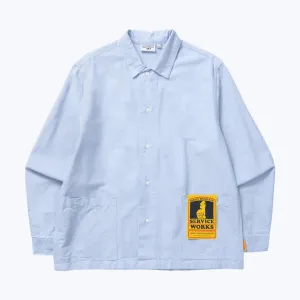 Service Works Waiter Shirt Oxford Blue Shimmer Effect