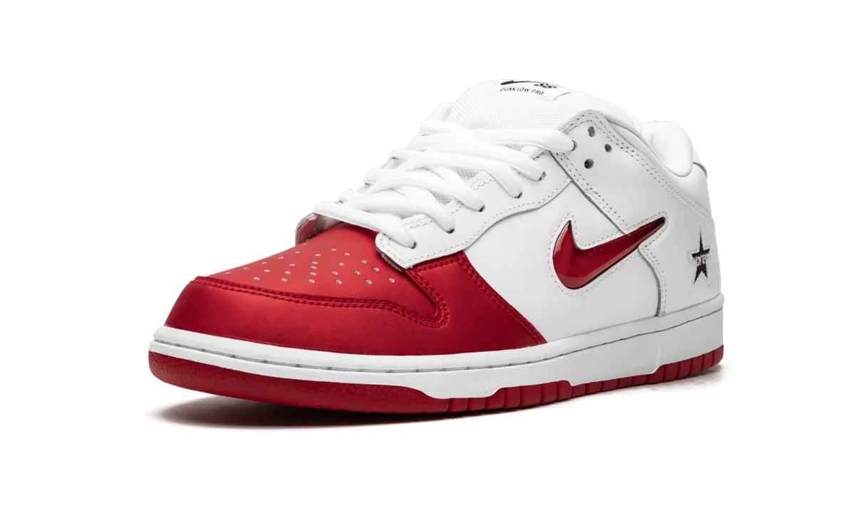 SB Dunk Low "Supreme - Jewel Swoosh Red/White" Skate Comfort Fit Skate Ready Style