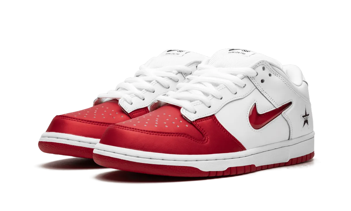 SB Dunk Low "Supreme - Jewel Swoosh Red/White" Ride Performance