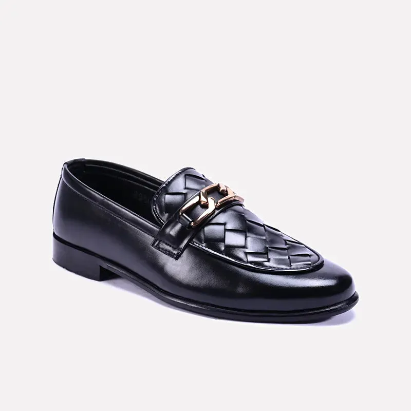 Harrington Black Woven Loafers Formal Shoes 0111126 Shape Support Sturdy Fit