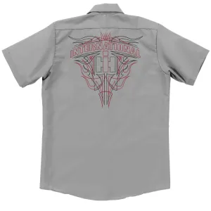 Street Style Harvester Pinstripe Garage Shirt in Grey