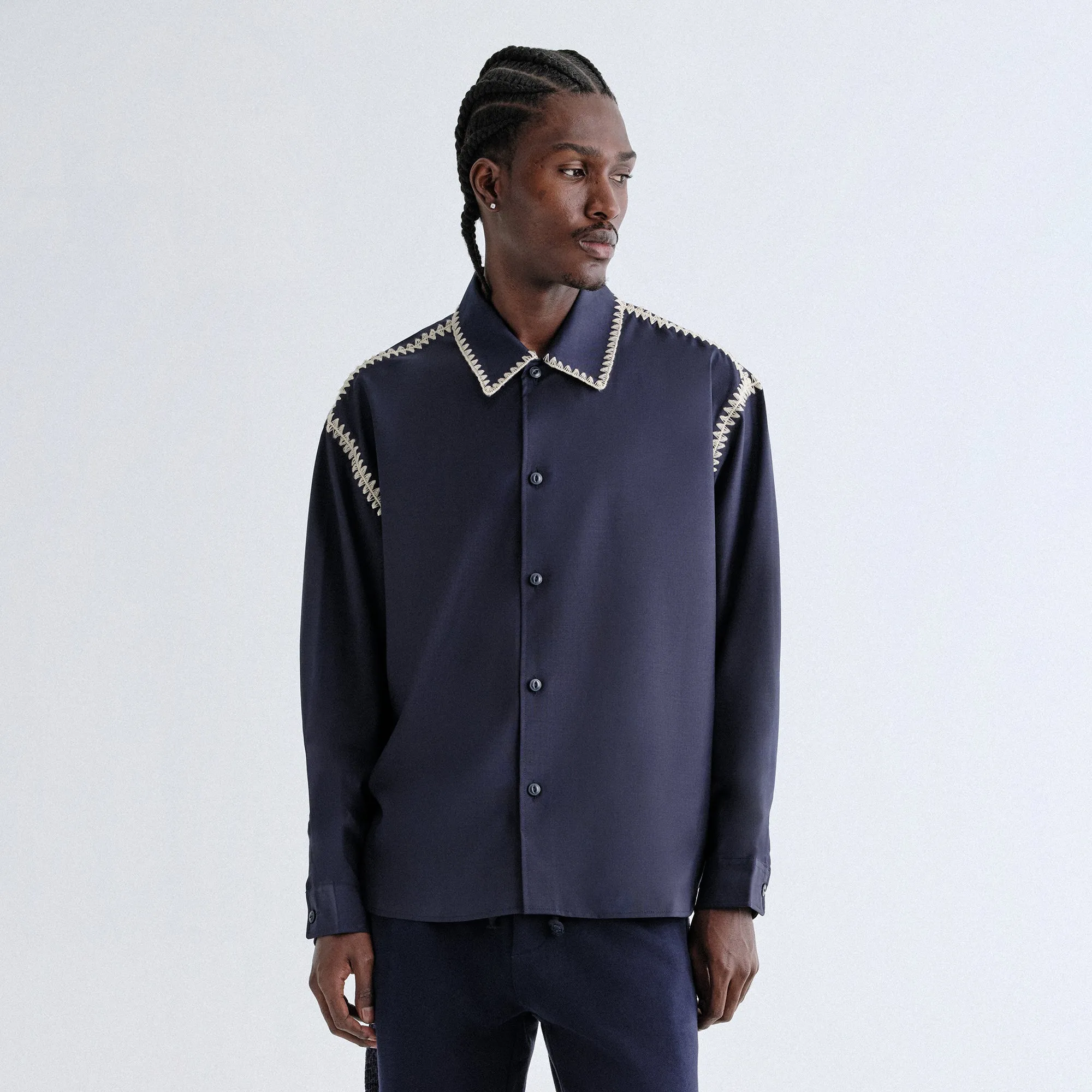 Kith Crochet Detail Apollo Shirt - Nocturnal Glow In The Dark Trim