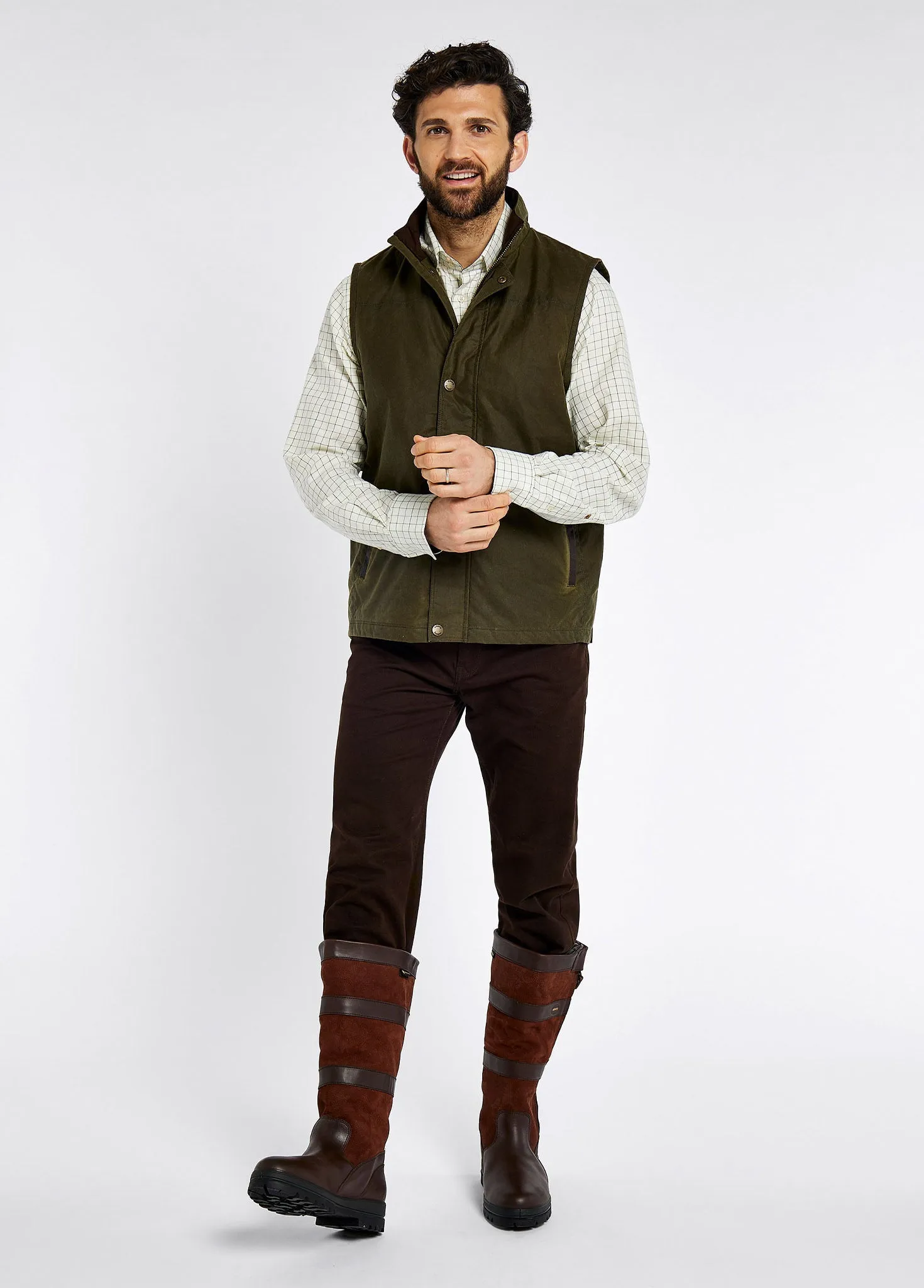 TemperatureRegulating Fabric Mayfly Men's Waxed Cotton Vest - Fennel