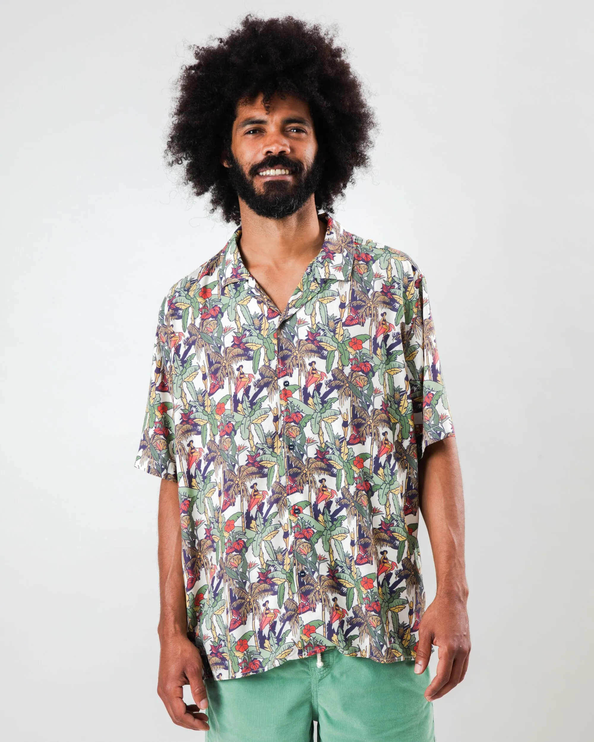 Interview Ready Earthy Hue Helios Aloha Shirt Ecru