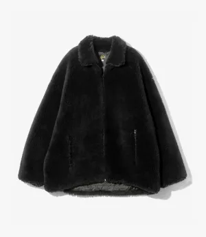 Breathable Mesh Panels Oversized style Faux Fur Jacket ?C Black