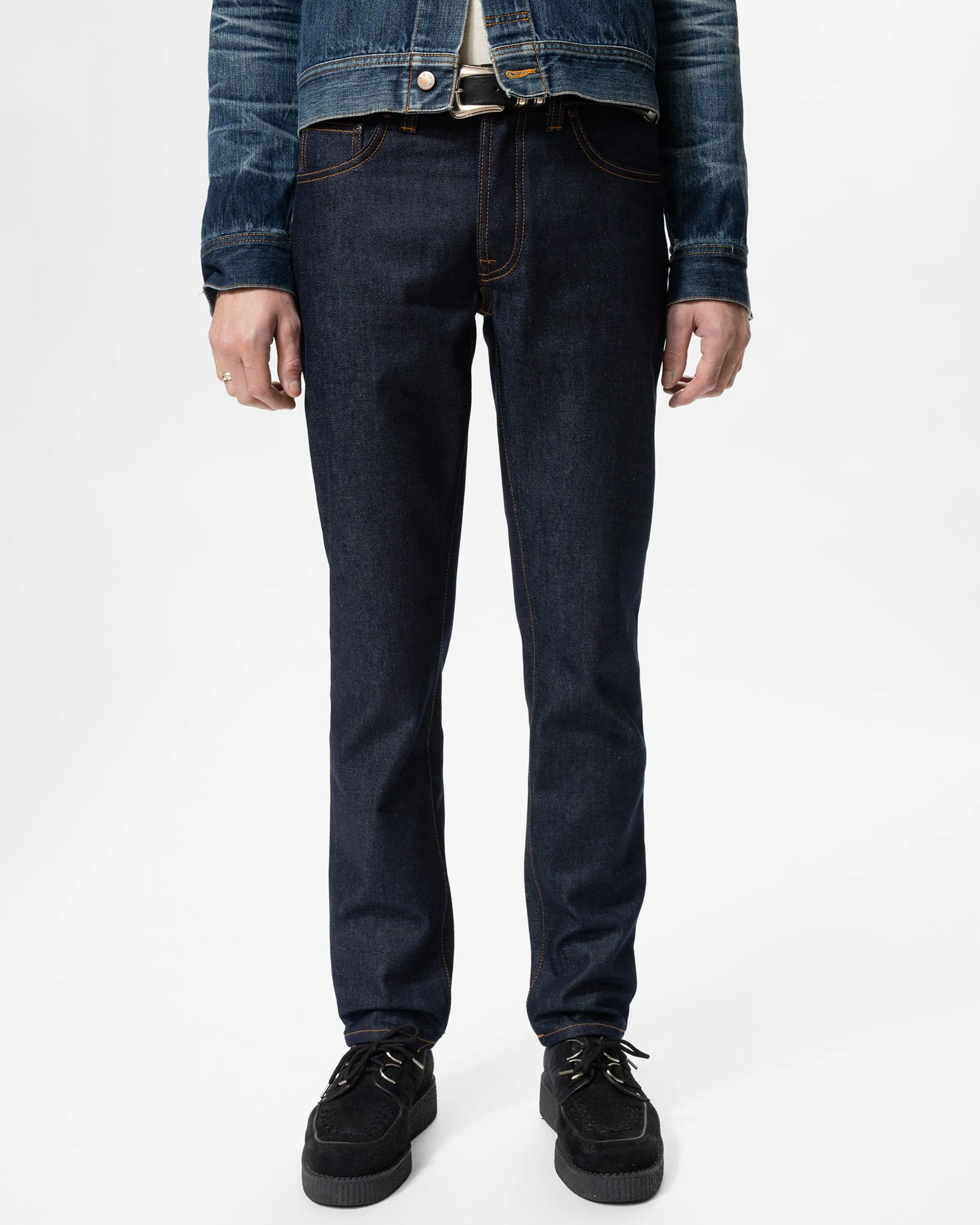 Nudie Solid Ollie Slim Fit Mens Jeans - Dry Abyss Slim Vintage Lover No Fuss Style