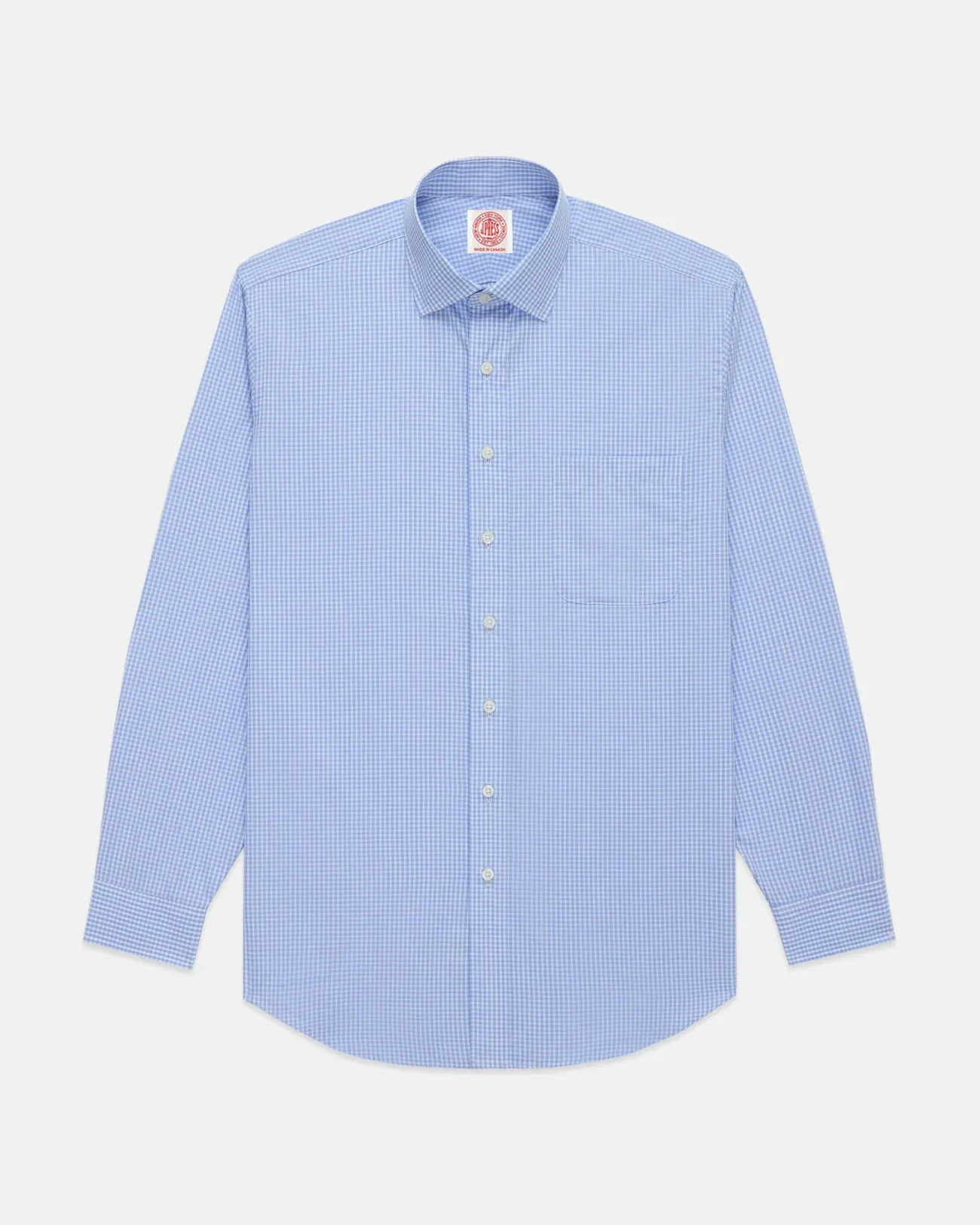 Active Wear Mix-And-Match Made-in-Canada Blue Gingham Spread Collar Dress Shirt - Classic Fit