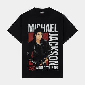 SP x Michael Jackson World Tour 88 Mens Short Sleeve Shirt (Black) GarmentDyedTexture